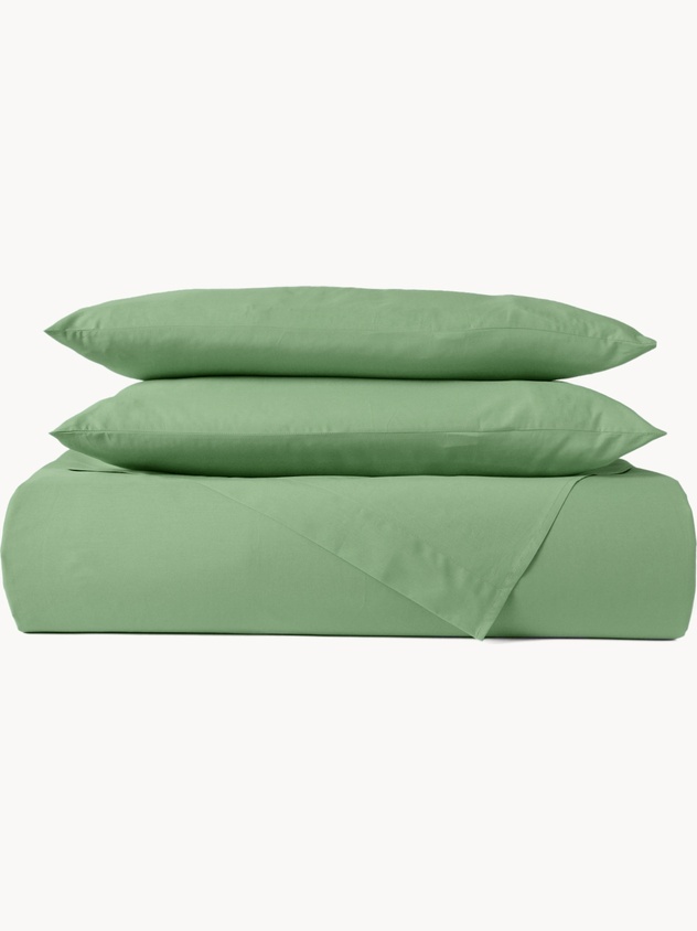 Solid-color cotton percale fitted sheet set