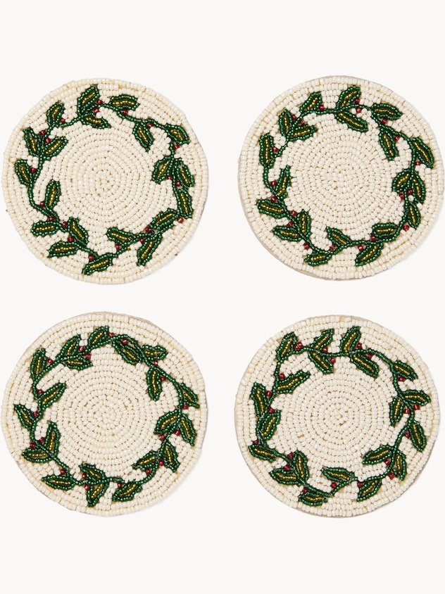 Set 4 sotto bicchieri con perline