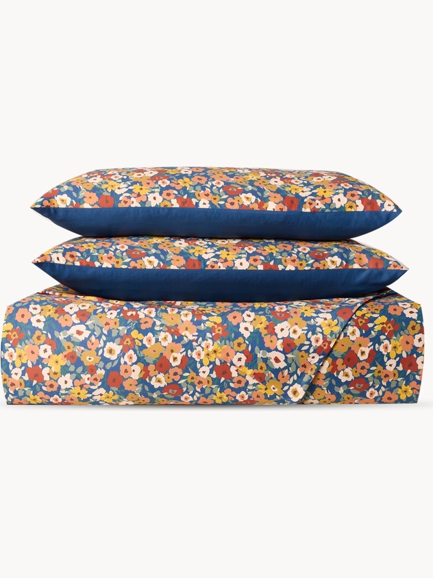 Floral cotton sateen flat sheet