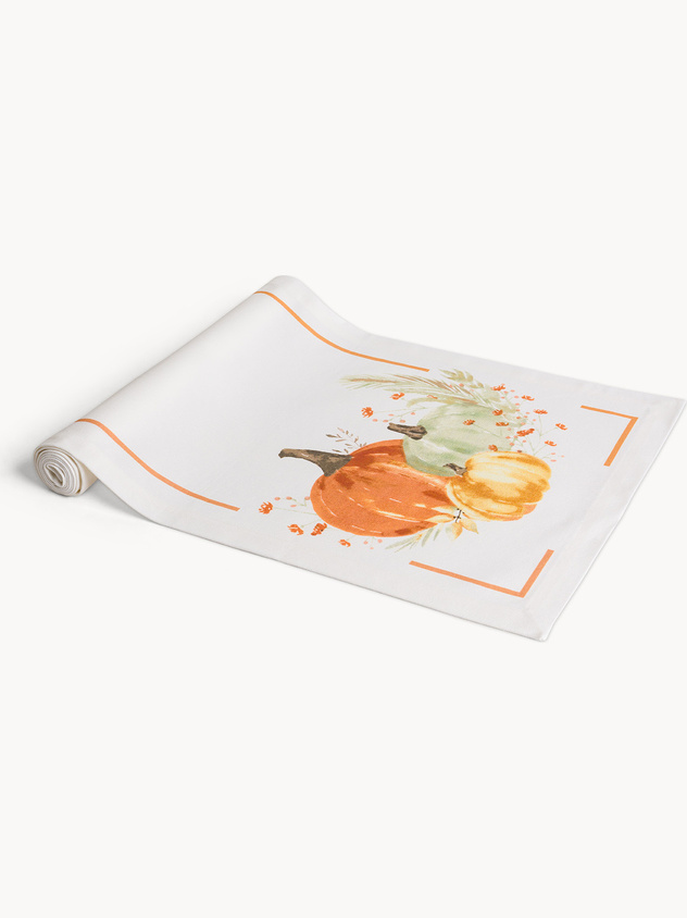 Pure cotton table runner with pumpkin print