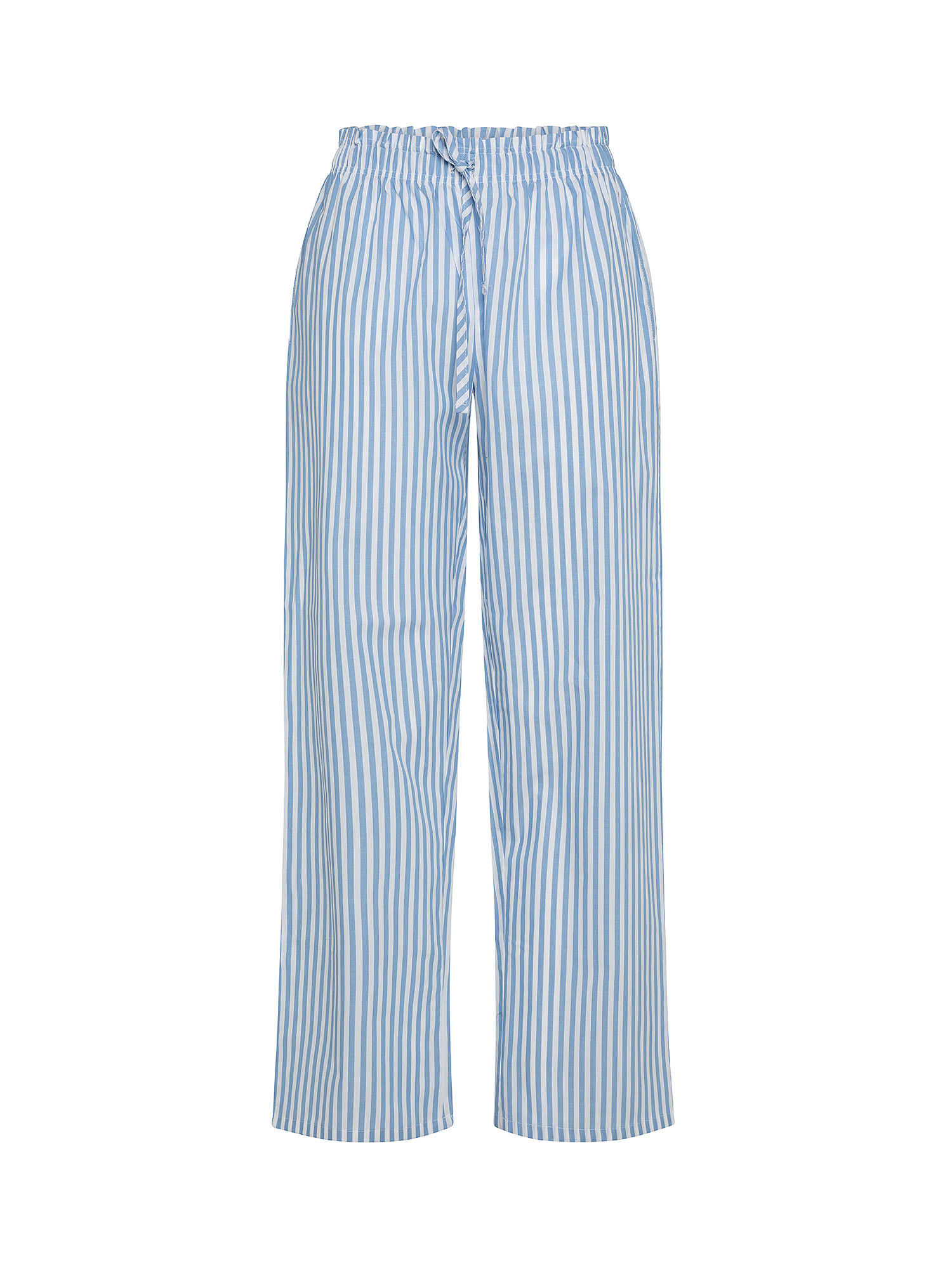 Pantaloni cotone tinto filo a righe, Blu, large