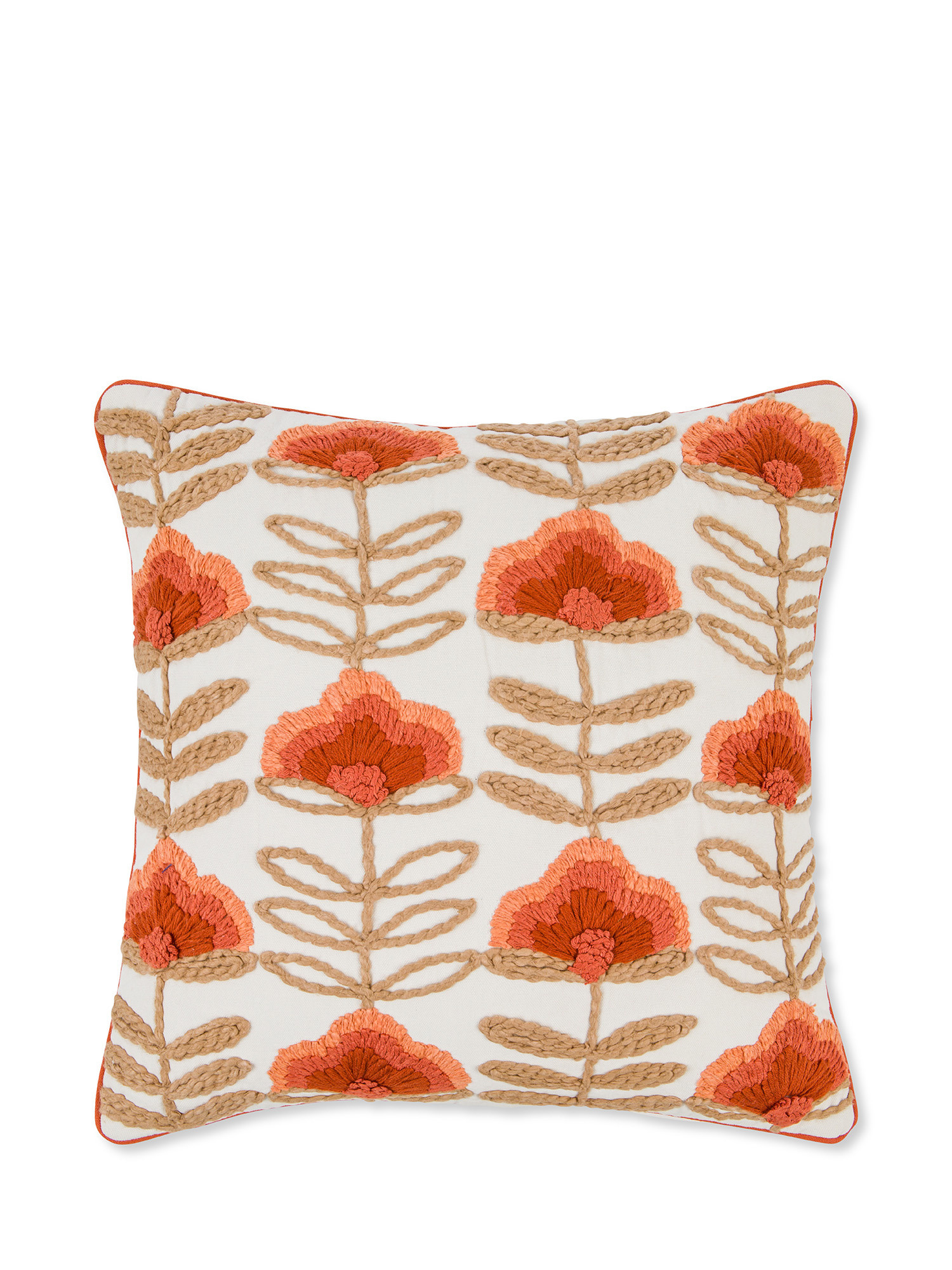 Embroidered cushion with vintage pattern 45x45cm, Orange, large image number 0