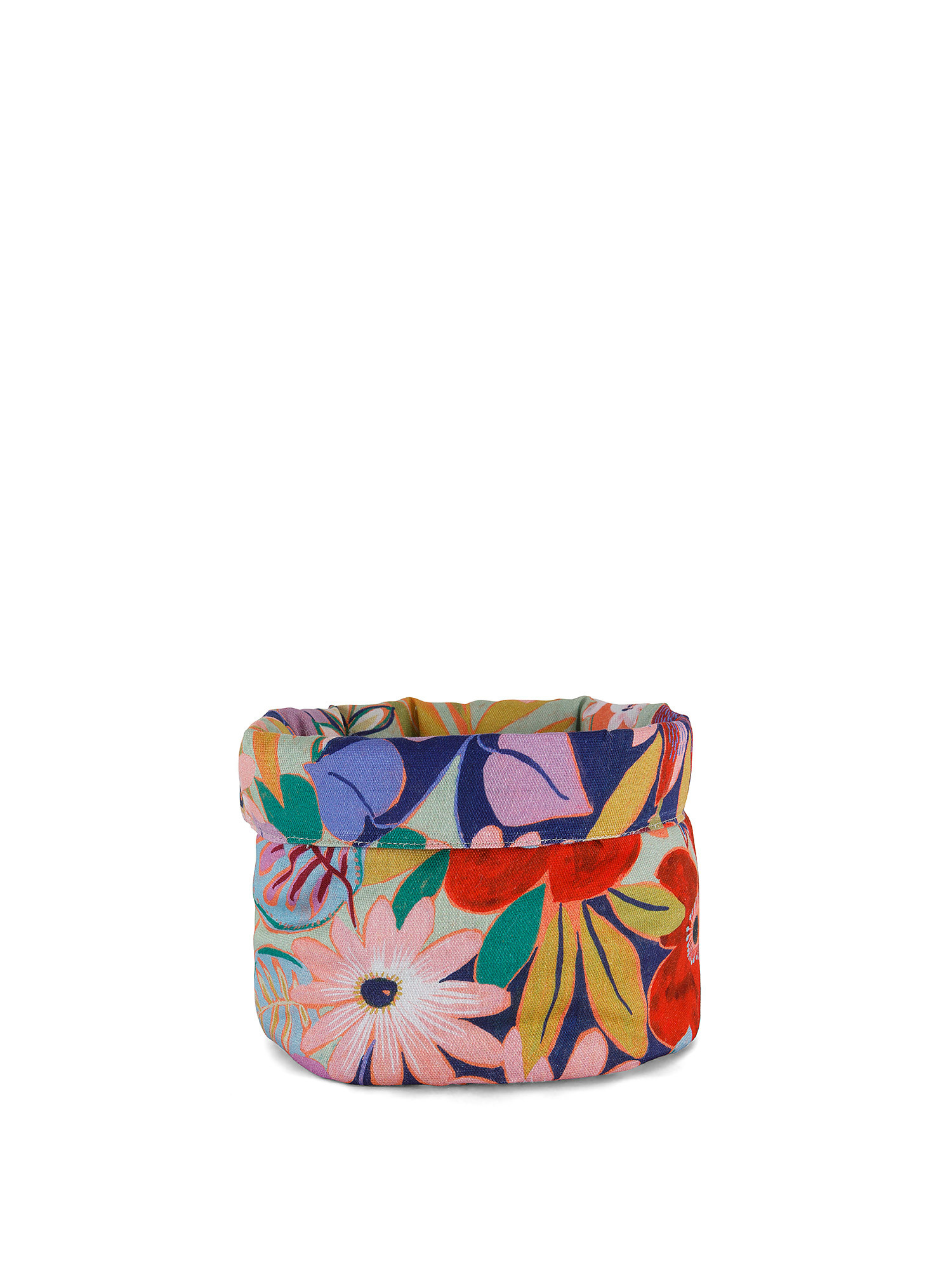 Cestino puro cotone stampa floreale, Multicolor, large image number 0