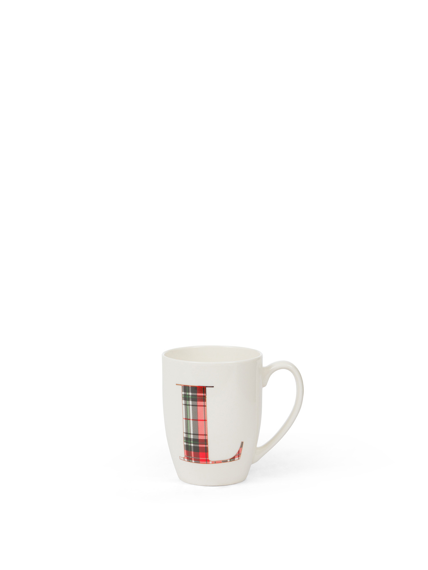Tazza in porcellana lettera tartan, Bianco, large image number 0