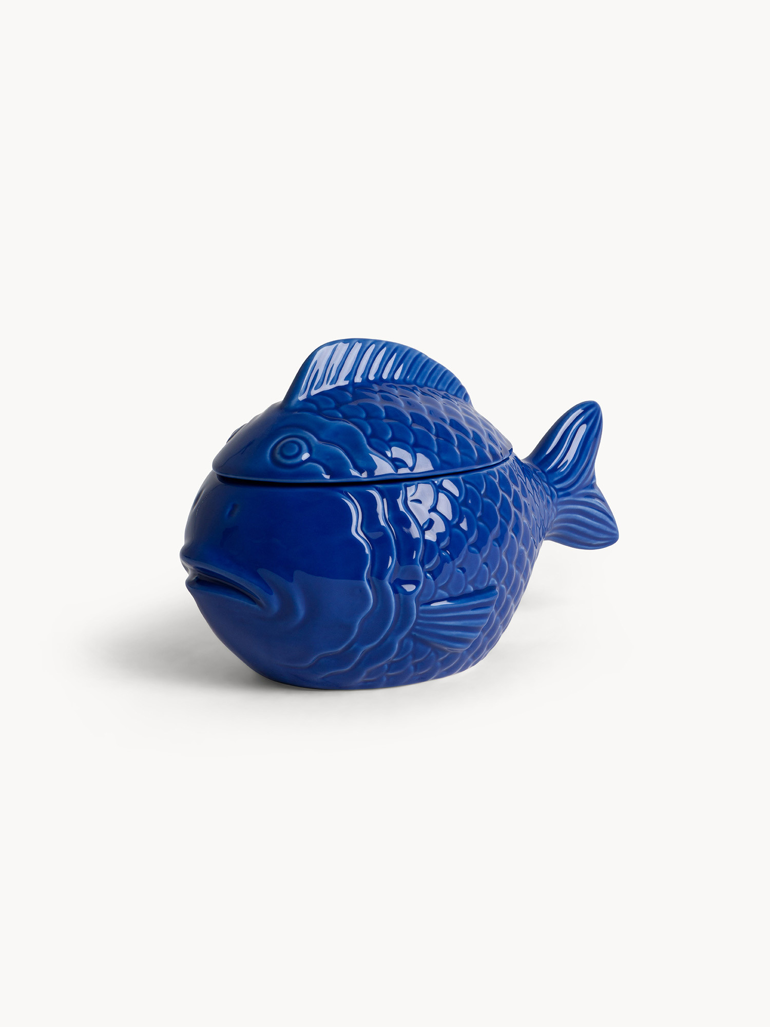 Barattolo stoneware a pesce, Blu chiaro, large image number 0