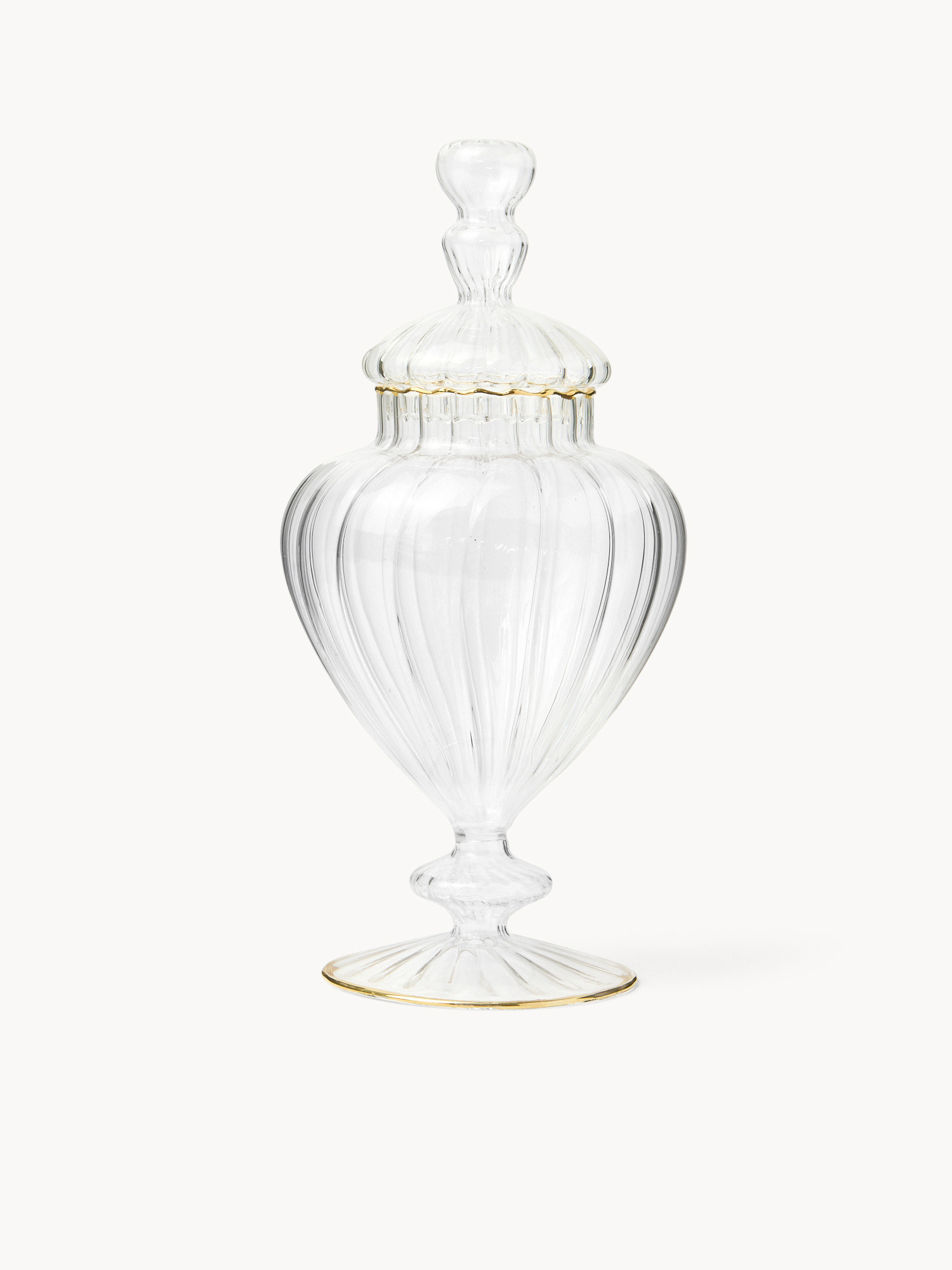 Borosilicate glass dessert bowl with gold trim, Transparent, large image number 0