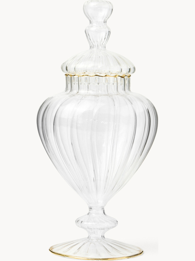Porta dolci in vetro borosilicato profili oro