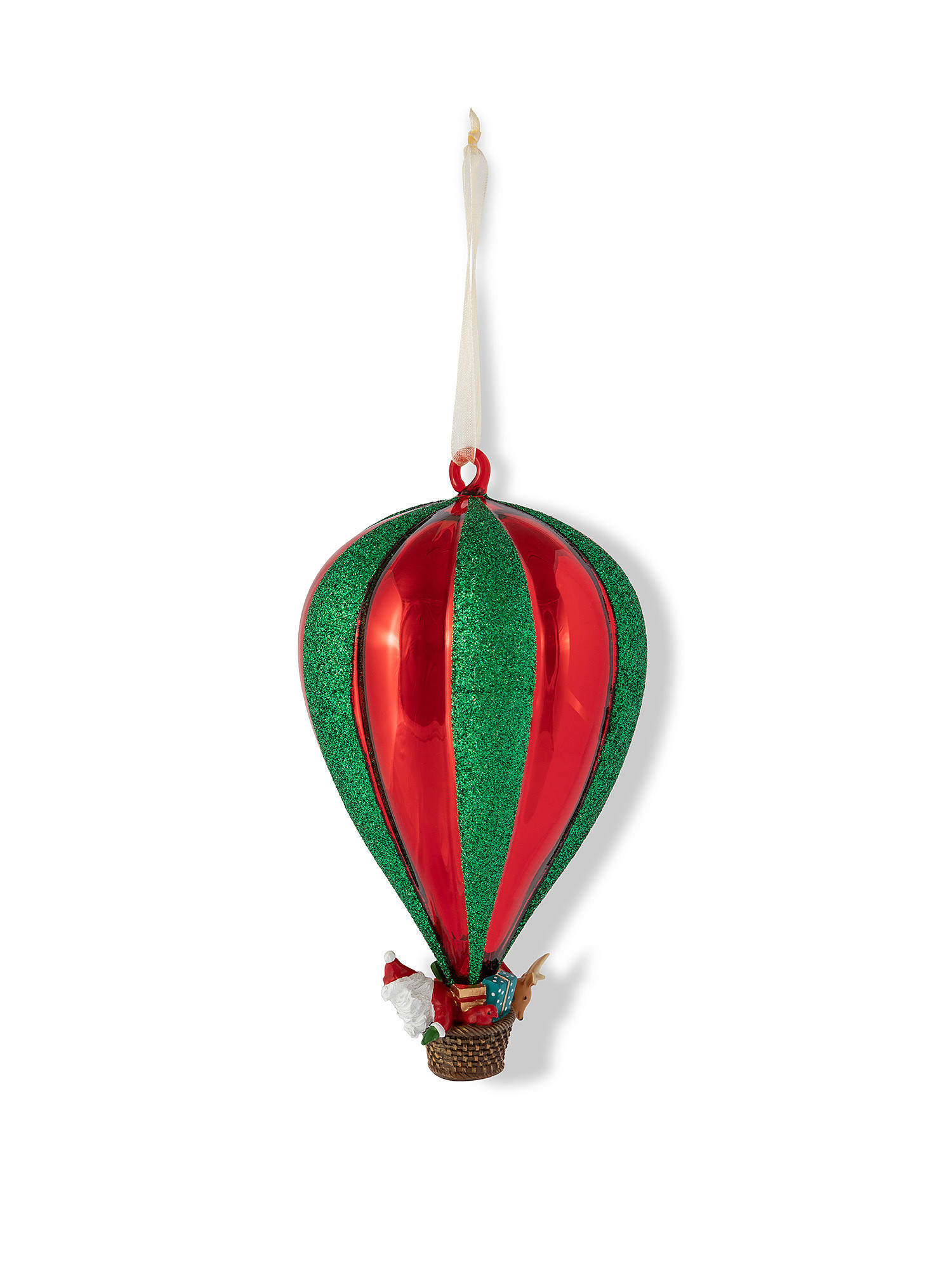 Hand-decorated glass balloon tree decoration, Green, large image number 0