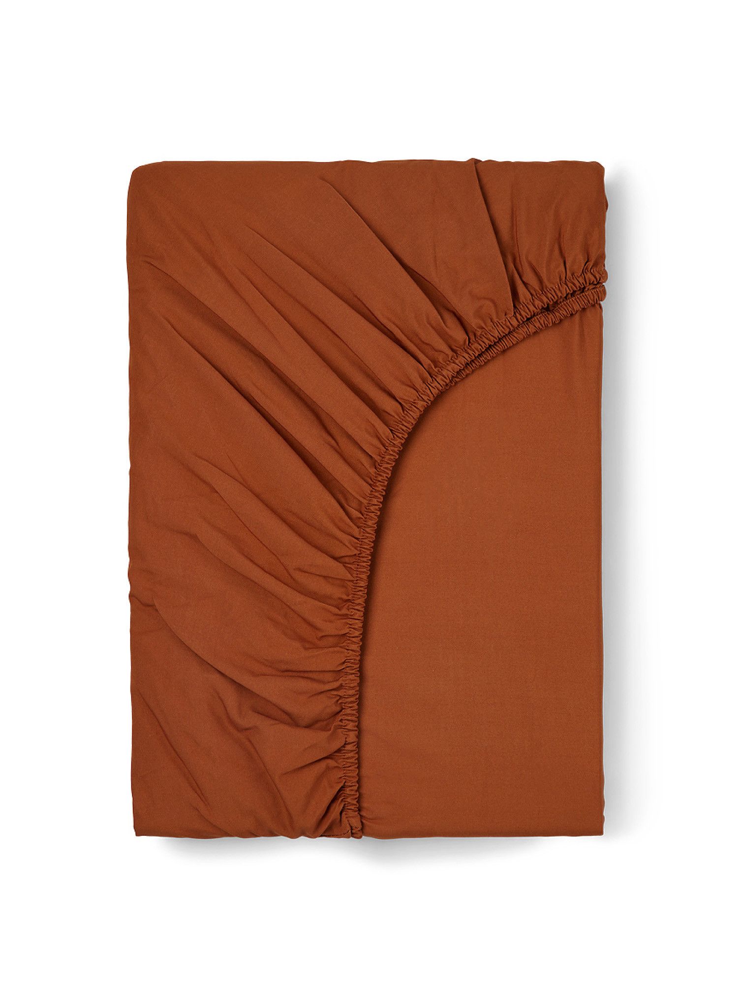 Fitted sheet for cot in pure organic percale cotton, Copper Brown, large image number 0