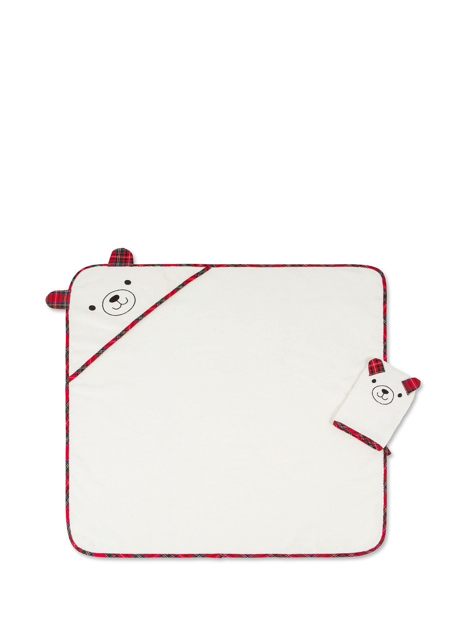 Set da bagno baby ricamo orsetto, Bianco, large image number 1