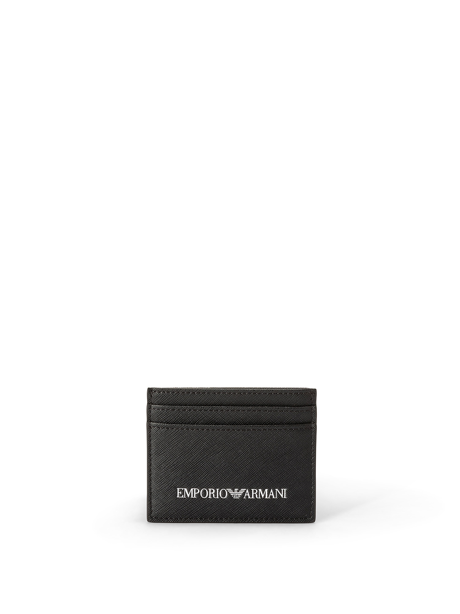 Emporio Armani - Card holder in saffiano print regenerated leather, Black, large image number 0