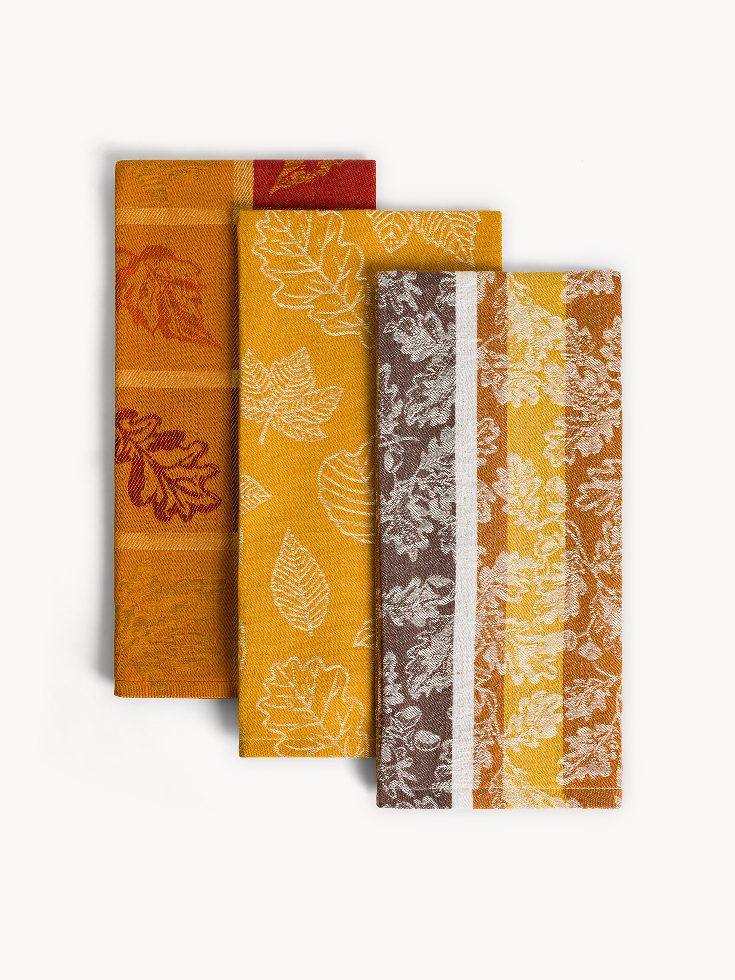 Set of 3 pure cotton jacquard tea towels, Yellow, large image number 0