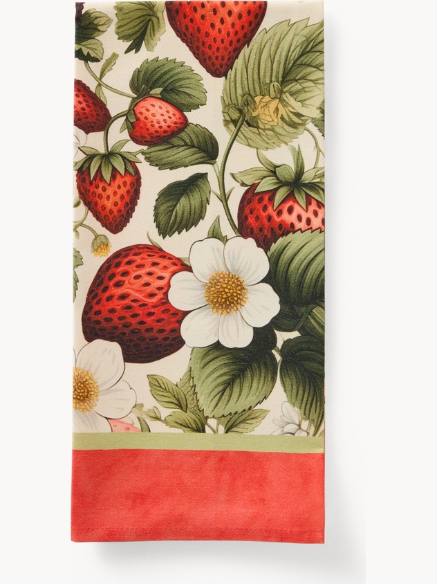 Tea towel Strawberry-print cotton dishcloth by Tessitura Randi