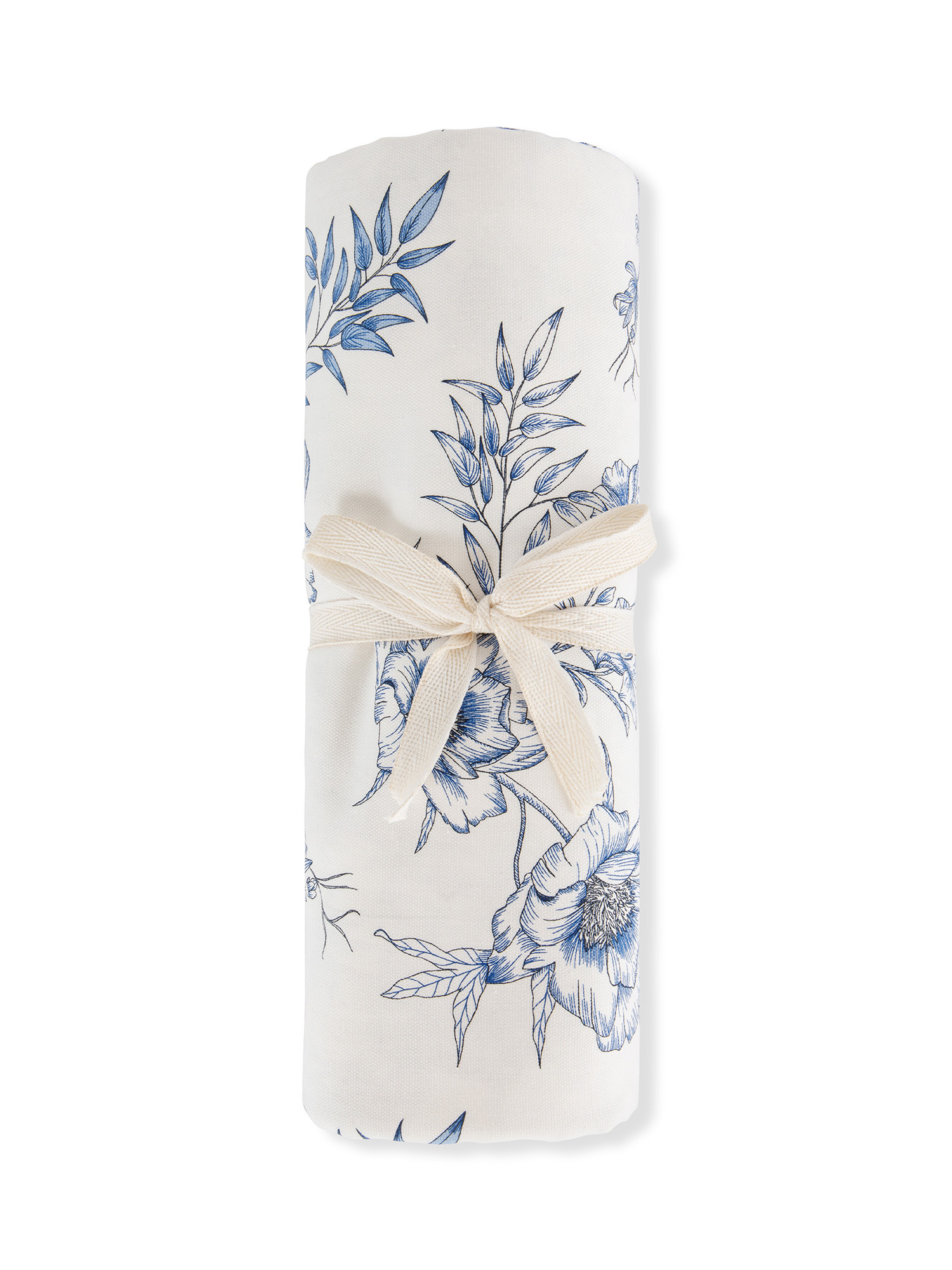 Cotton decorative towel with flower print, White, large image number 2