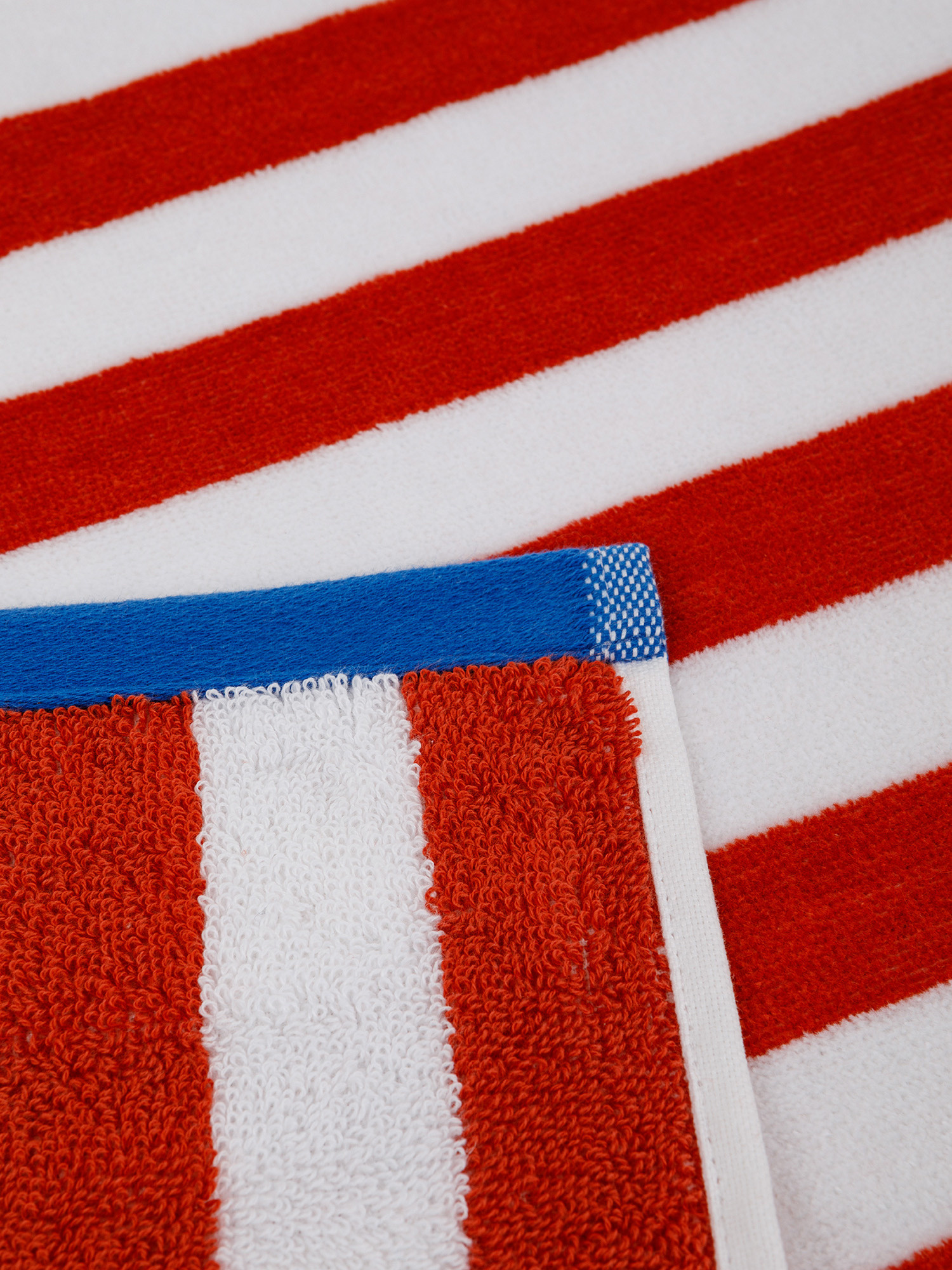 Velor cotton towel with sailor stripes motif, Red, large image number 2