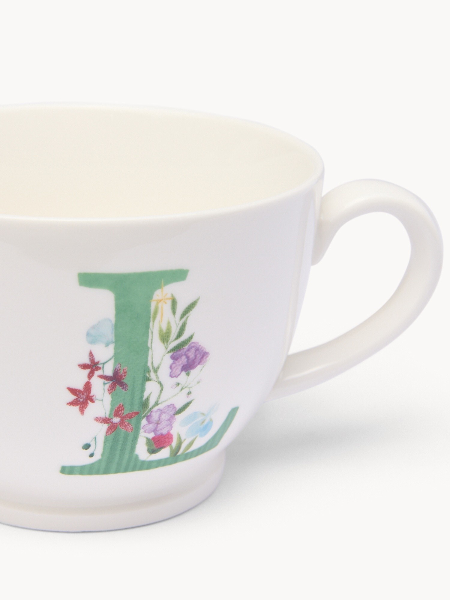 Tazza da colazione in new bone china lettera L, Bianco 1, large image number 0