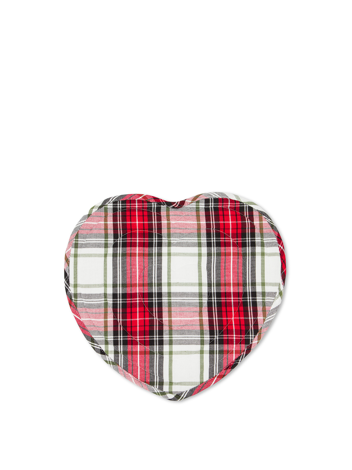 Tovaglietta twill di cotone tartan a cuore, Bianco, large image number 0