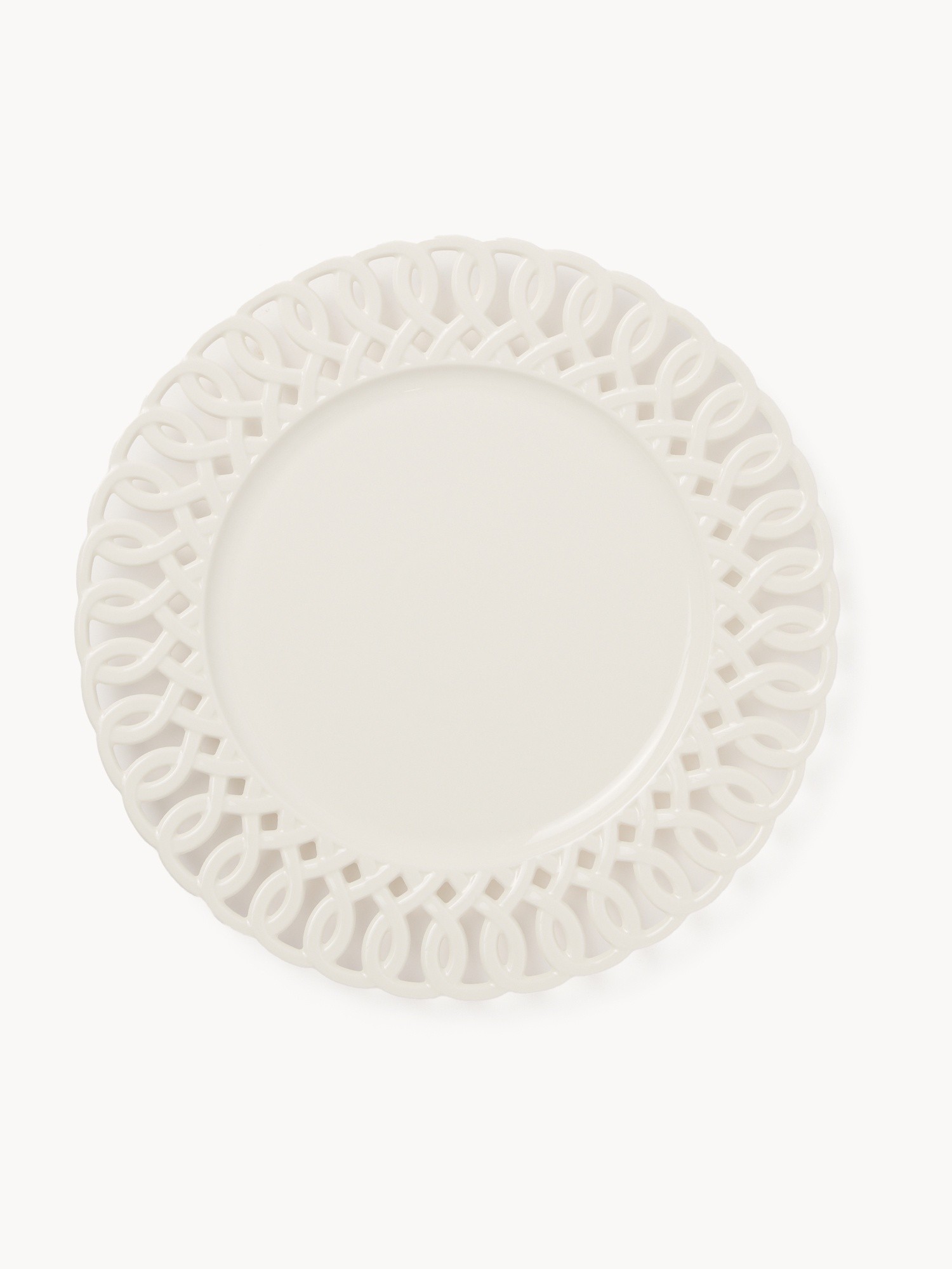 Porcelain serving platter with a pierced (openwork) rim, White, large image number 0