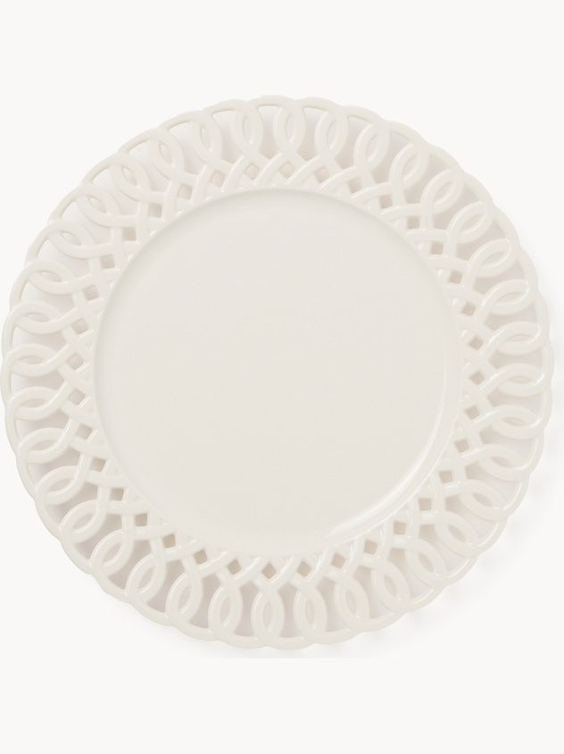 Porcelain serving platter with a pierced (openwork) rim