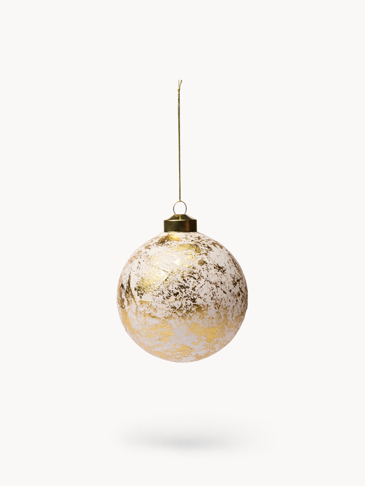 Glass tree bauble, White/Gold, large image number 0