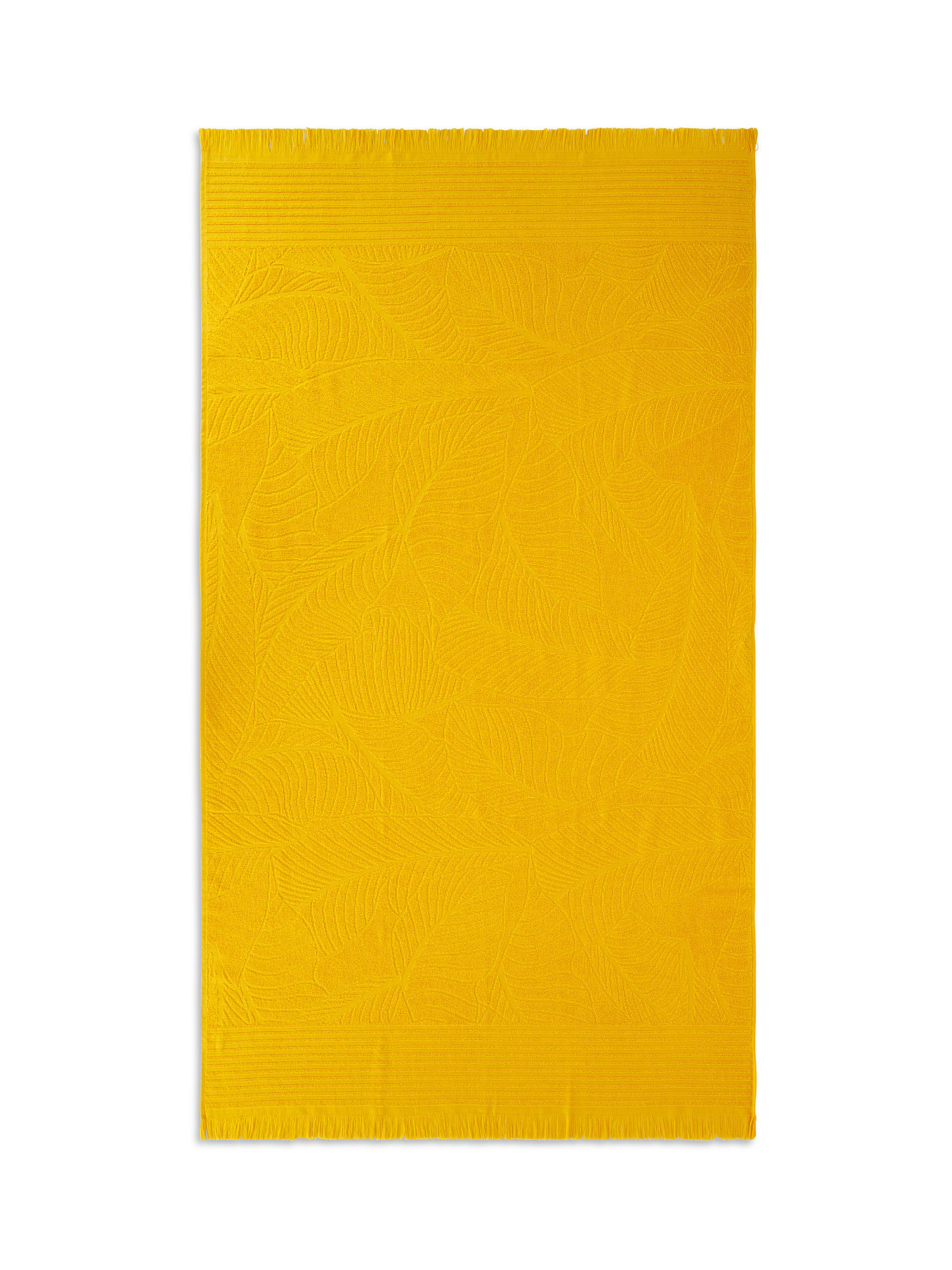 Solid color cotton terry beach towel, Dark Yellow, large image number 0
