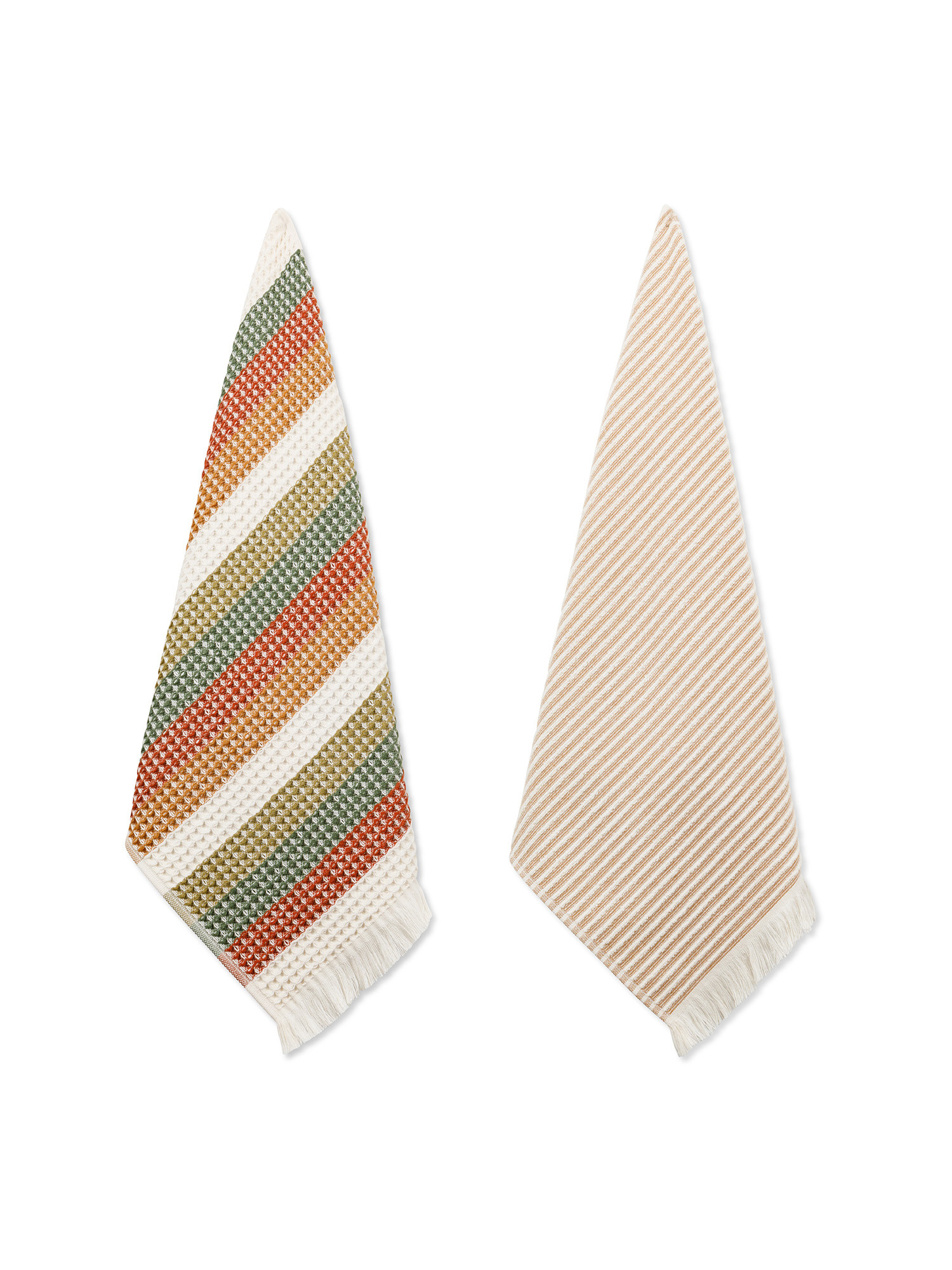 Set of 2 panama tea towels in waffle cotton with botanical print, Multicolor, large image number 0