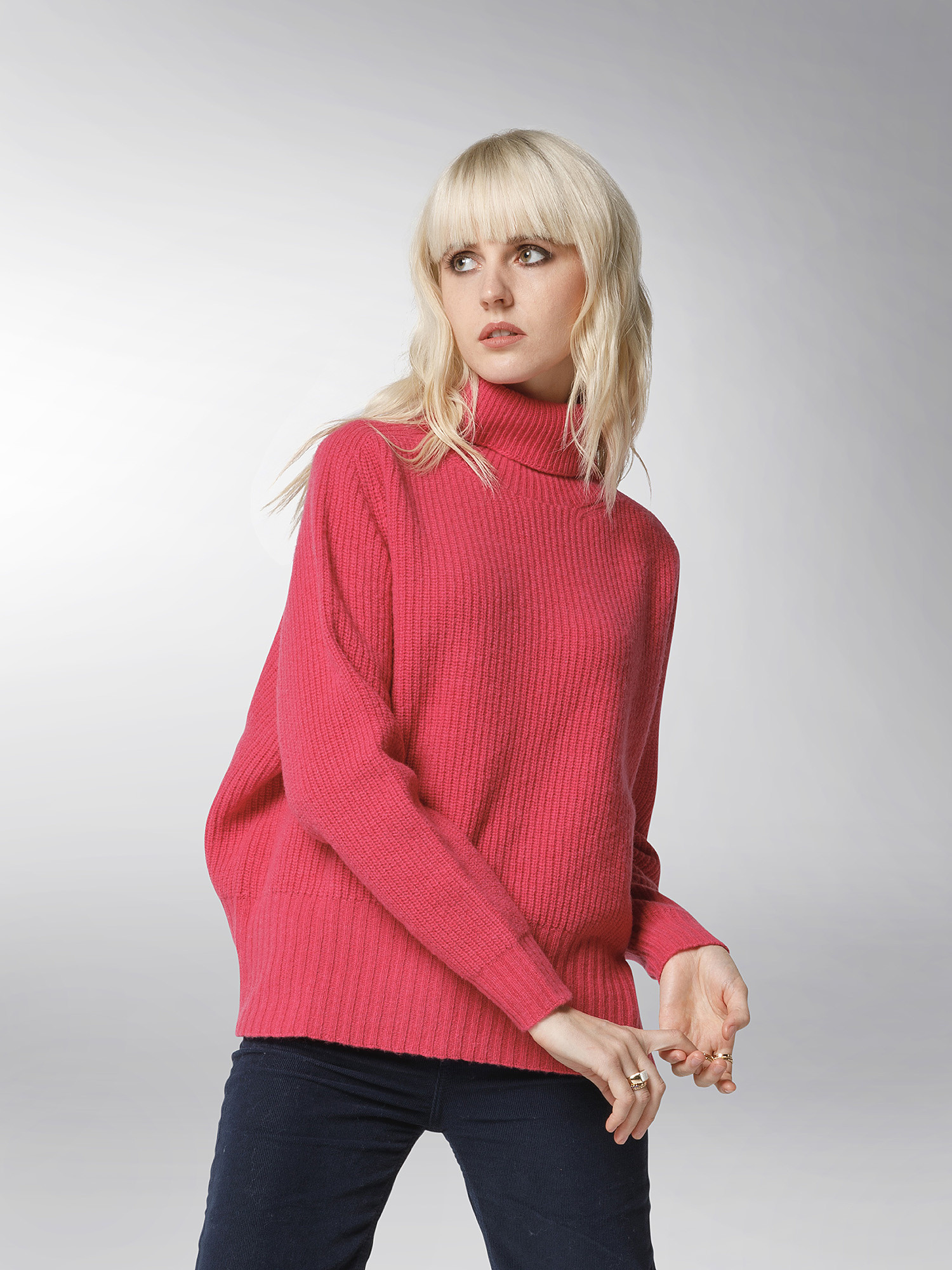 K Collection - Carded wool turtleneck pullover, Pink Fuchsia, large image number 4