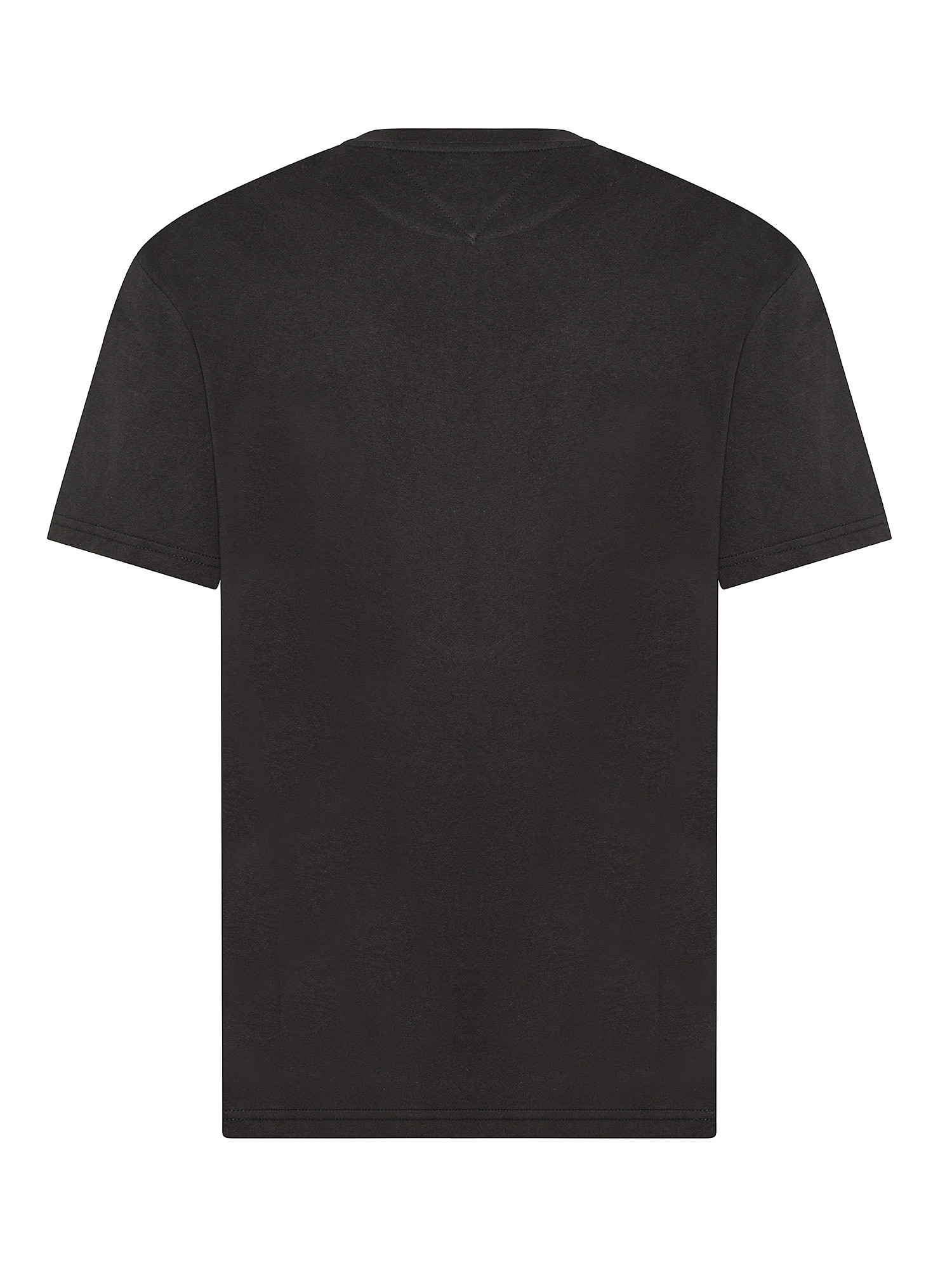 Tommy Jeans - Crew neck cotton T-shirt with embroidered logo, Black, large image number 1