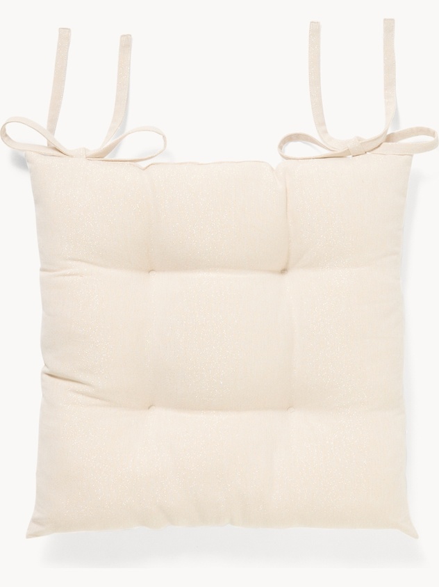 Cotton and lurex chair cushion with ties