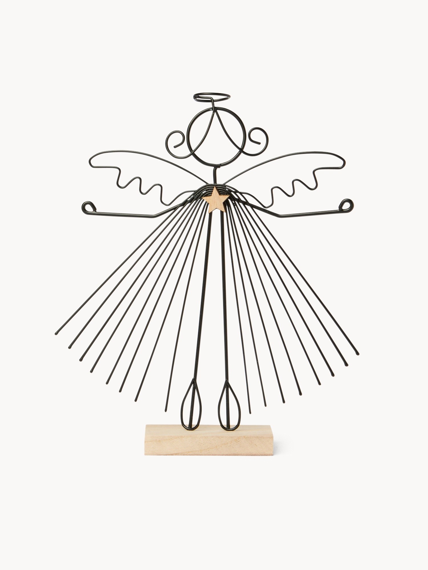 Decoro a forma di angelo in ferro, Nero, large image number 0