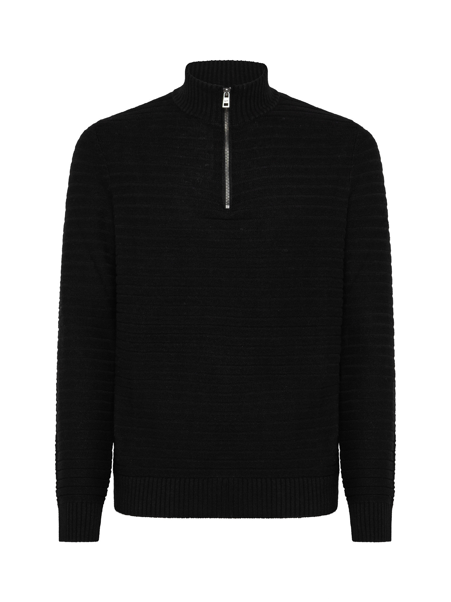 Turtleneck sweater with patches, Black, large image number 0
