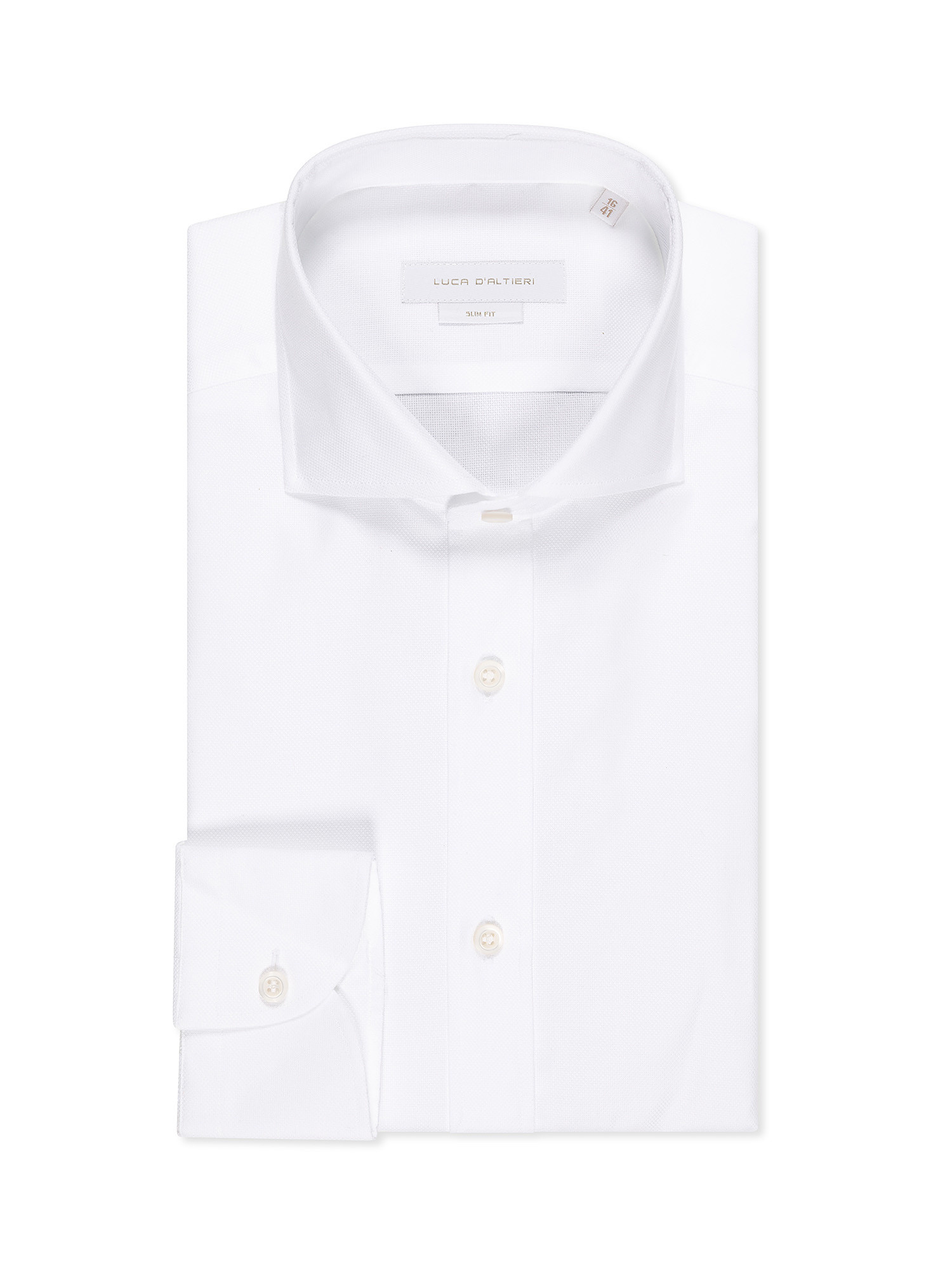 Camicia slim fit in puro cotone, Bianco panna, large image number 0