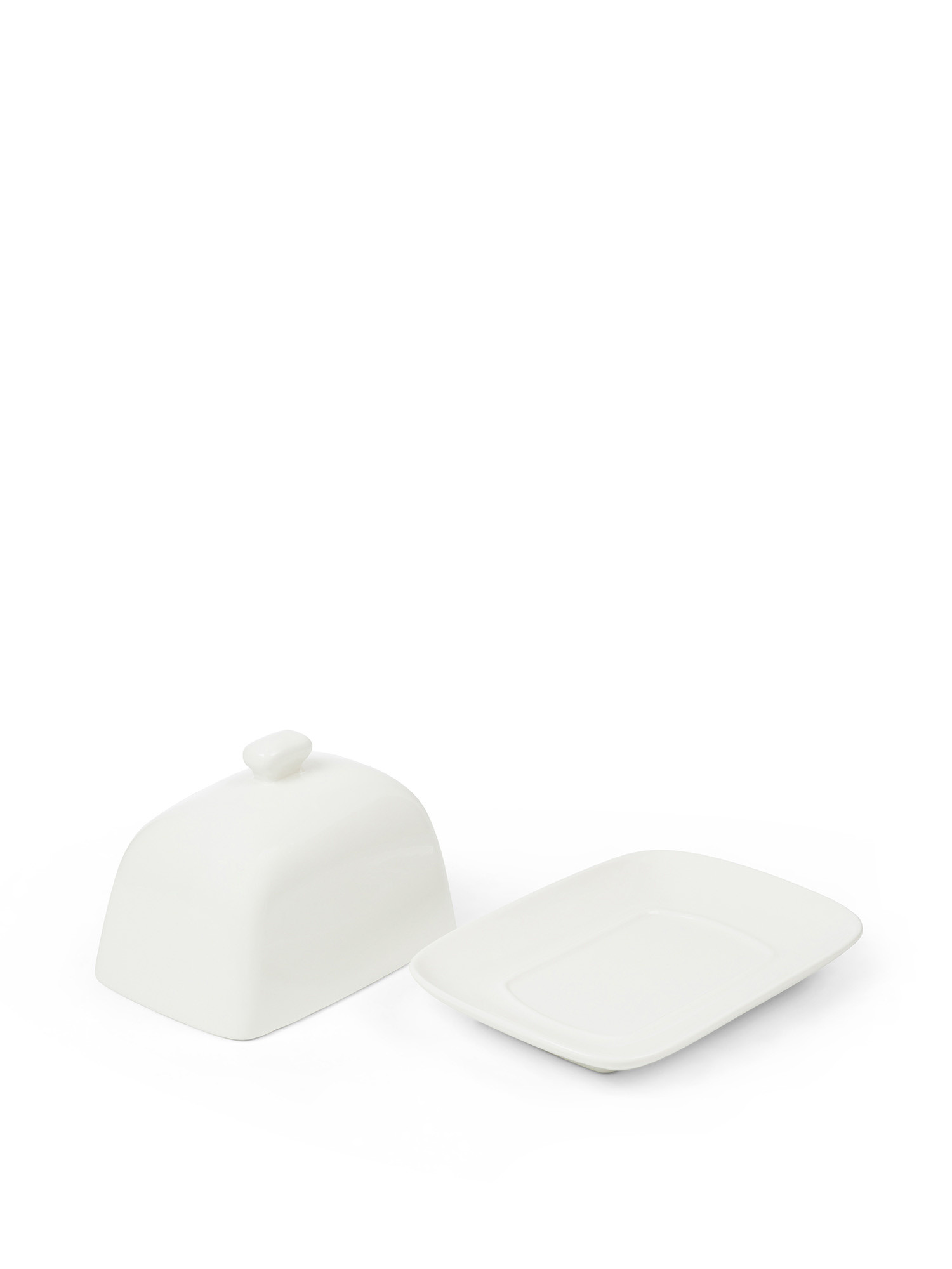 White porcelain butter dish, White, large image number 1