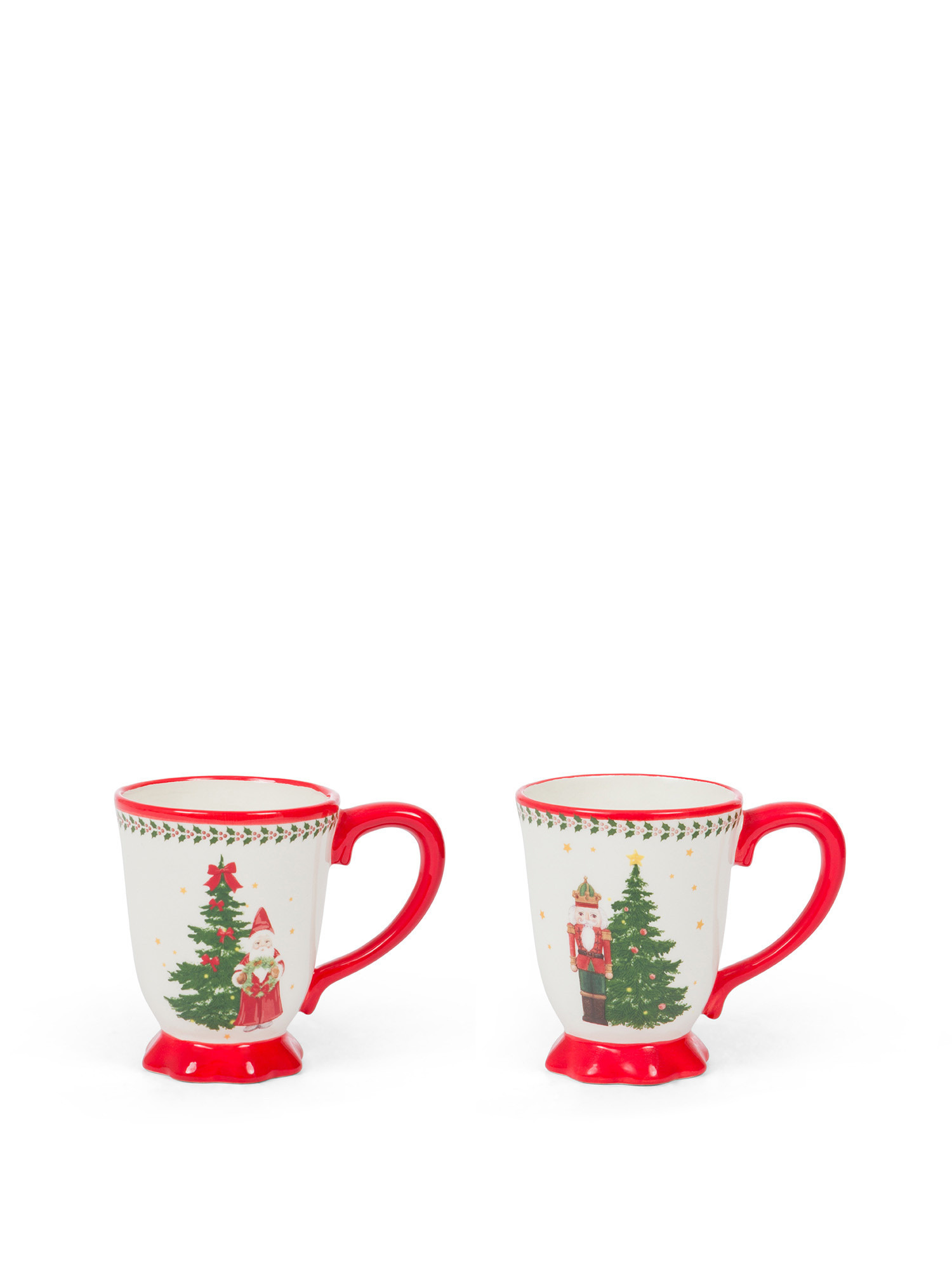Vintage Christmas ceramic mug., White Red, large image number 0