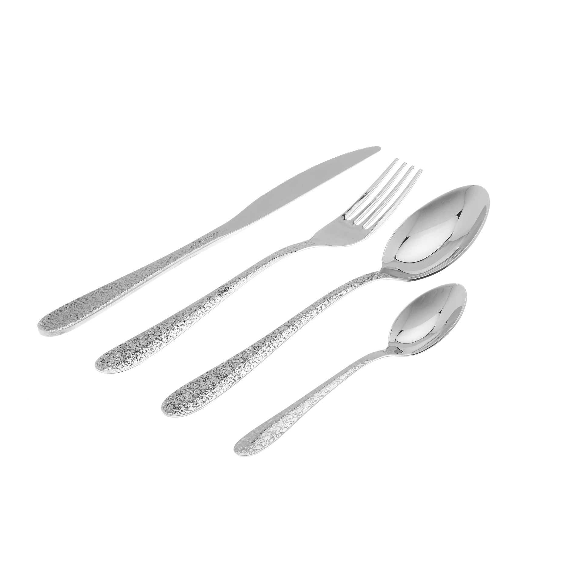 24-piece cutlery set in steel with decorated handles., Silver Grey, large image number 0
