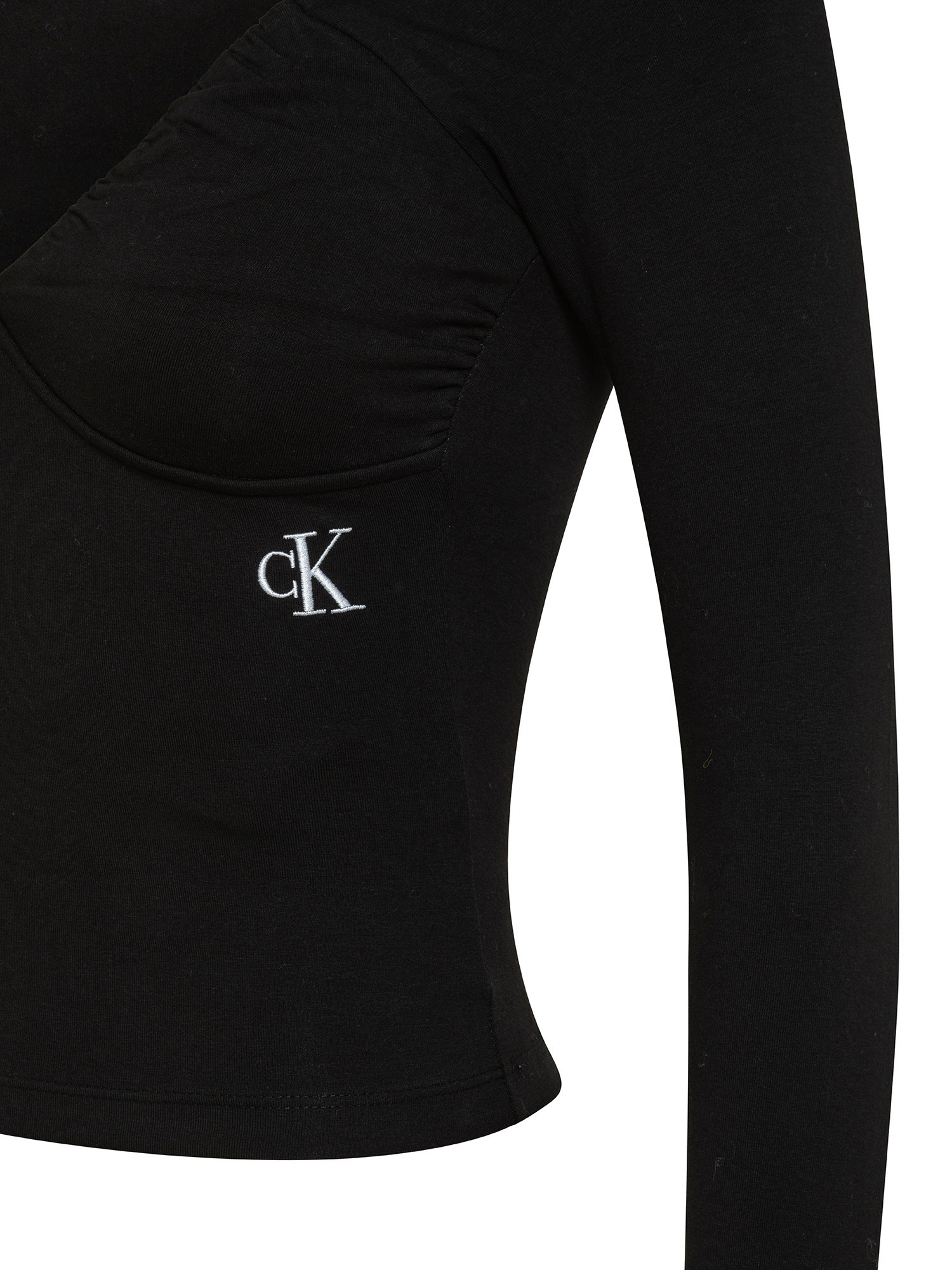 Knitted top with logo, Black, large image number 2