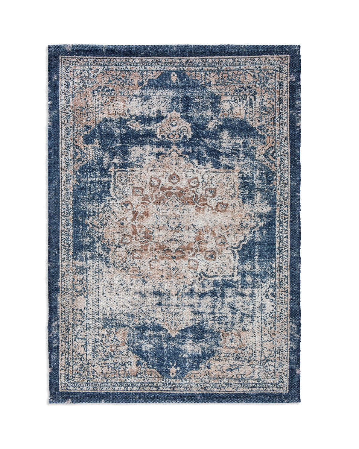 Printed carpet with geometric design, Blue, large image number 0
