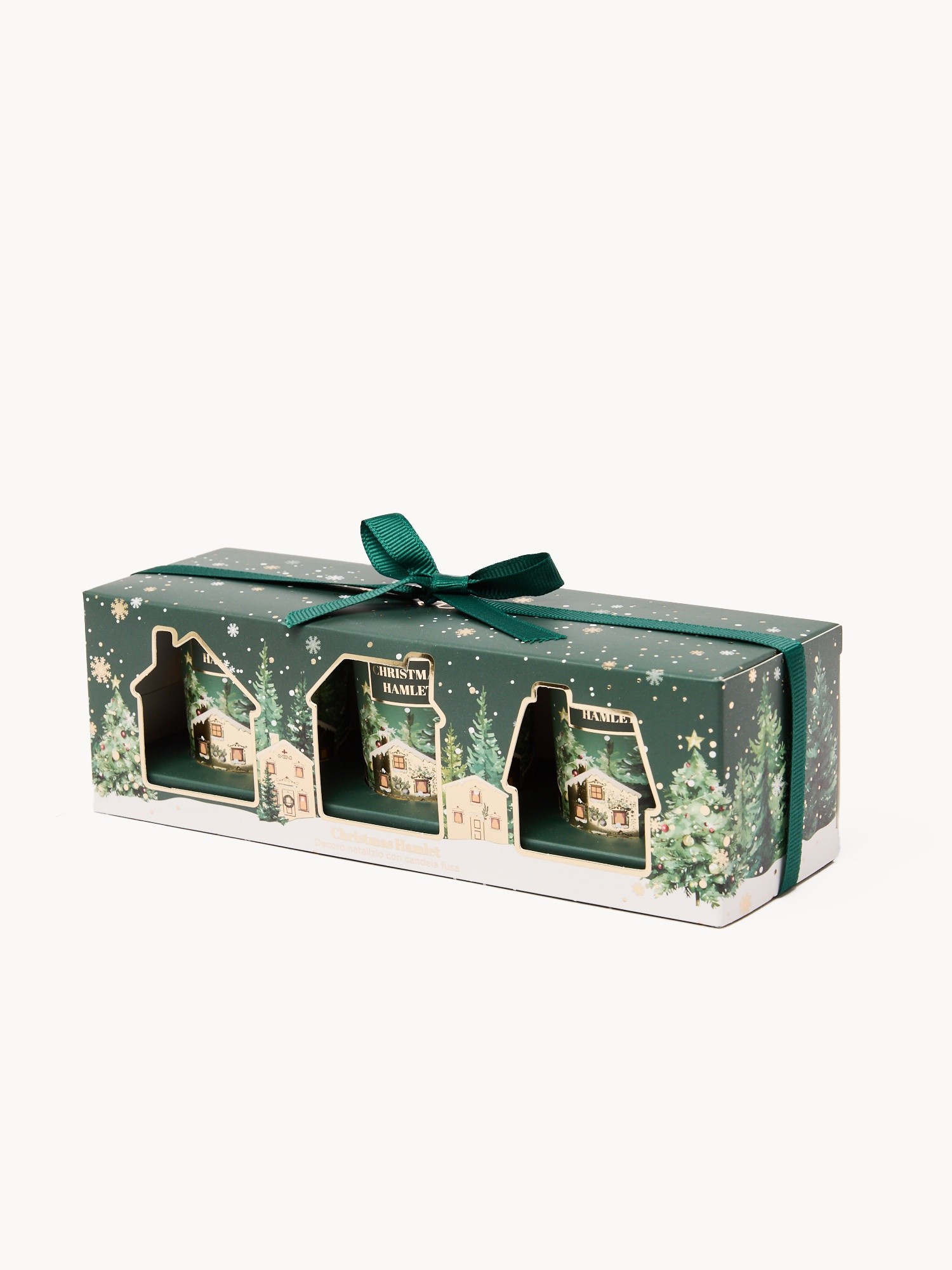 Set of 3 scented candles in a gift box, Dark Green, large image number 0