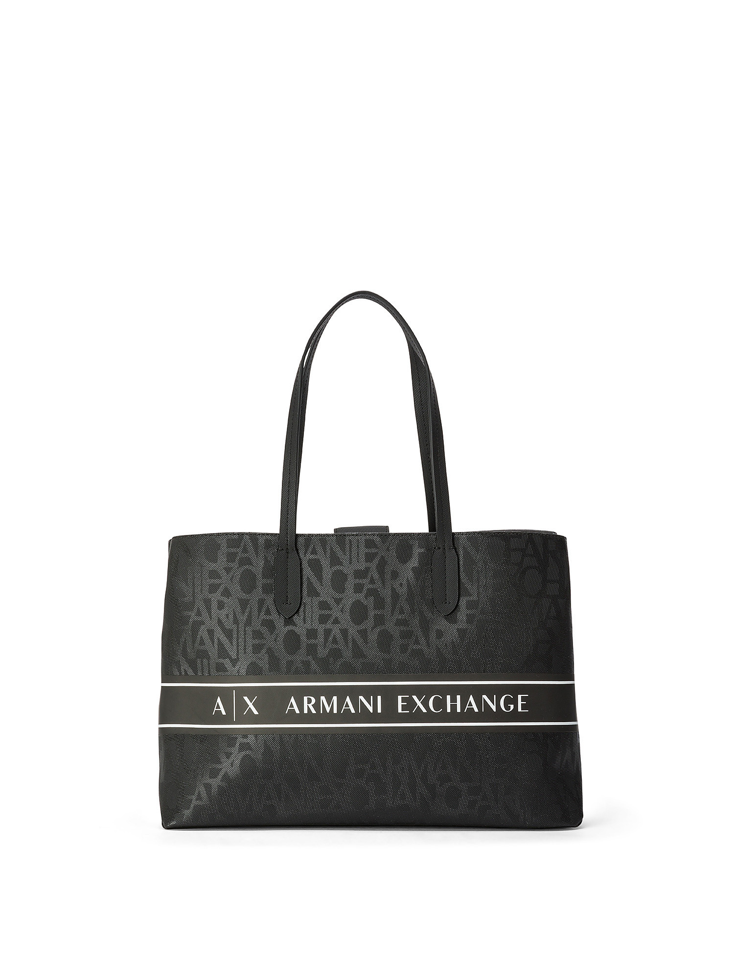 Armani Exchange - Shopper bag con logo all over, Nero, large image number 0