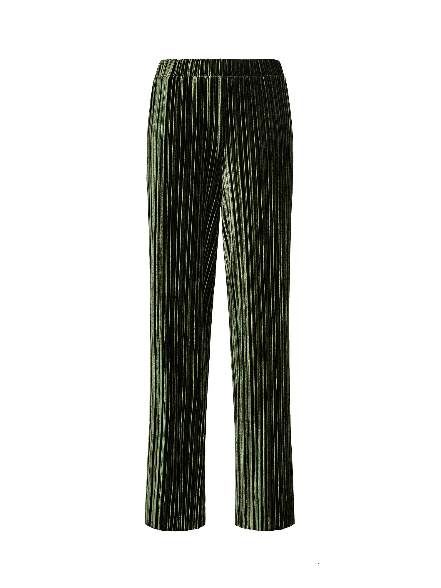Pantalone in velour plissà©, Verde, large image number 0
