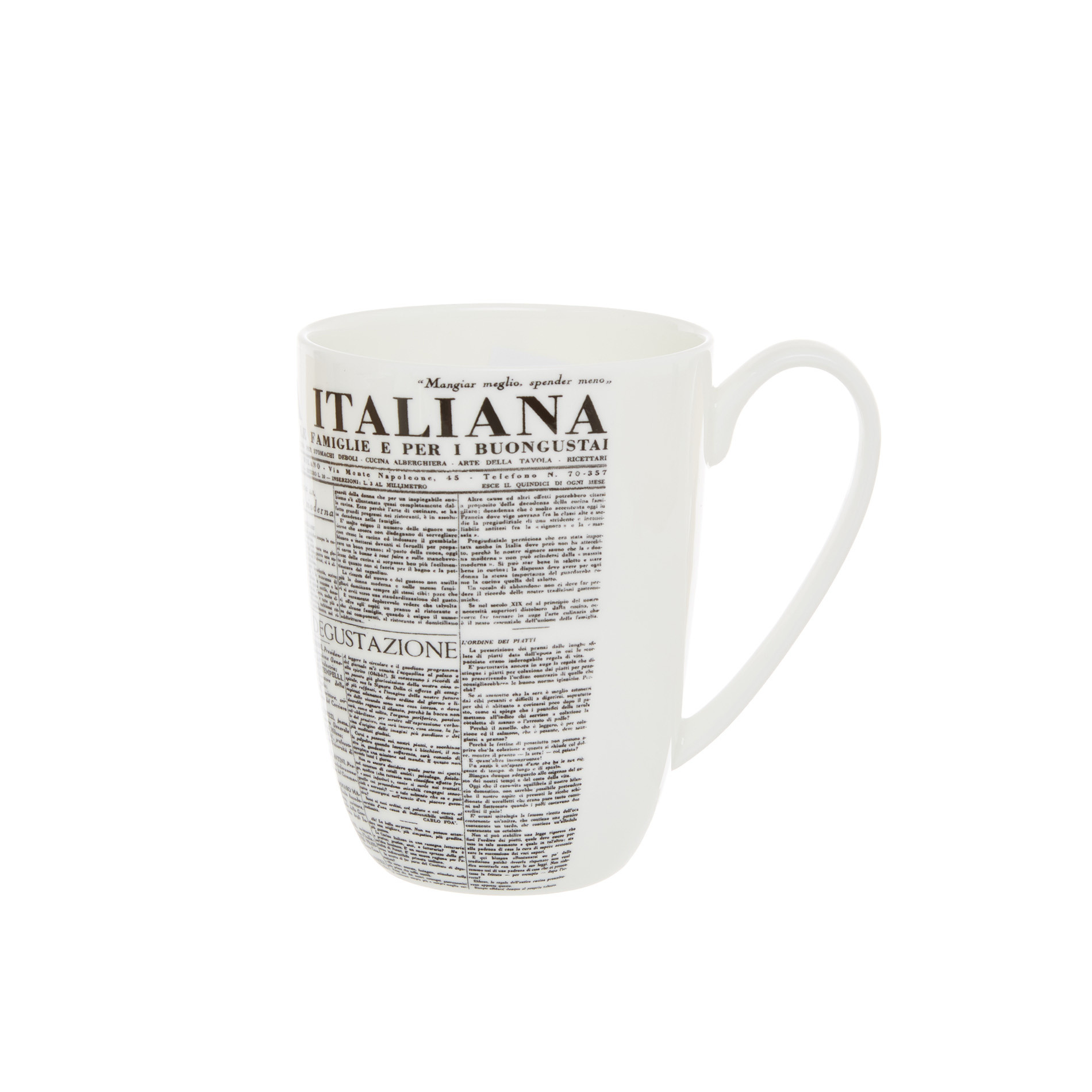 Fine bone china mug with geometric La Cucina Italiana decoration, White, large image number 0