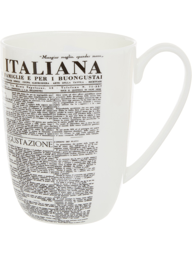 Fine bone china mug with geometric La Cucina Italiana decoration
