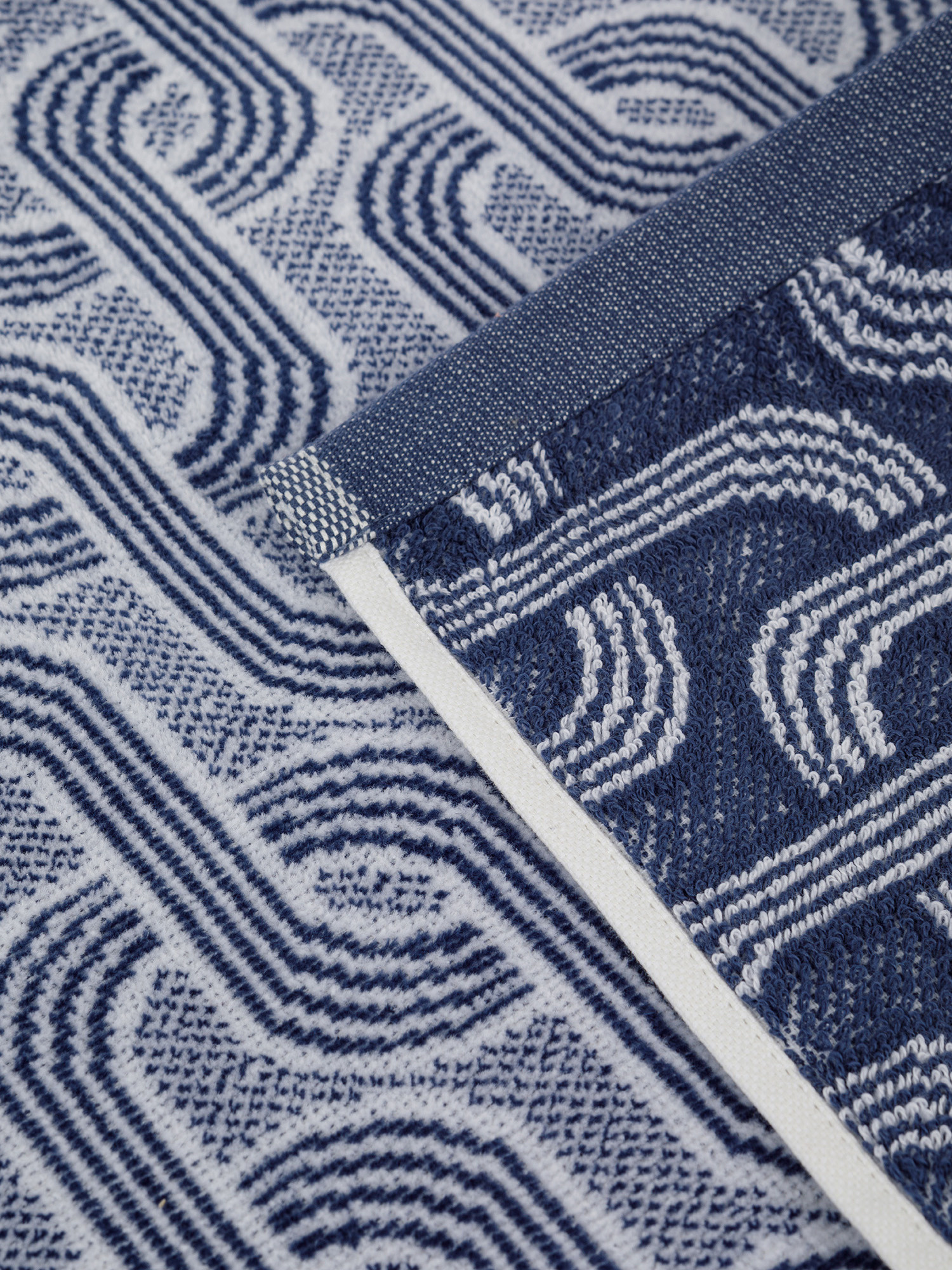 Asciugamano cotone velour motivo catene, Blu, large image number 2