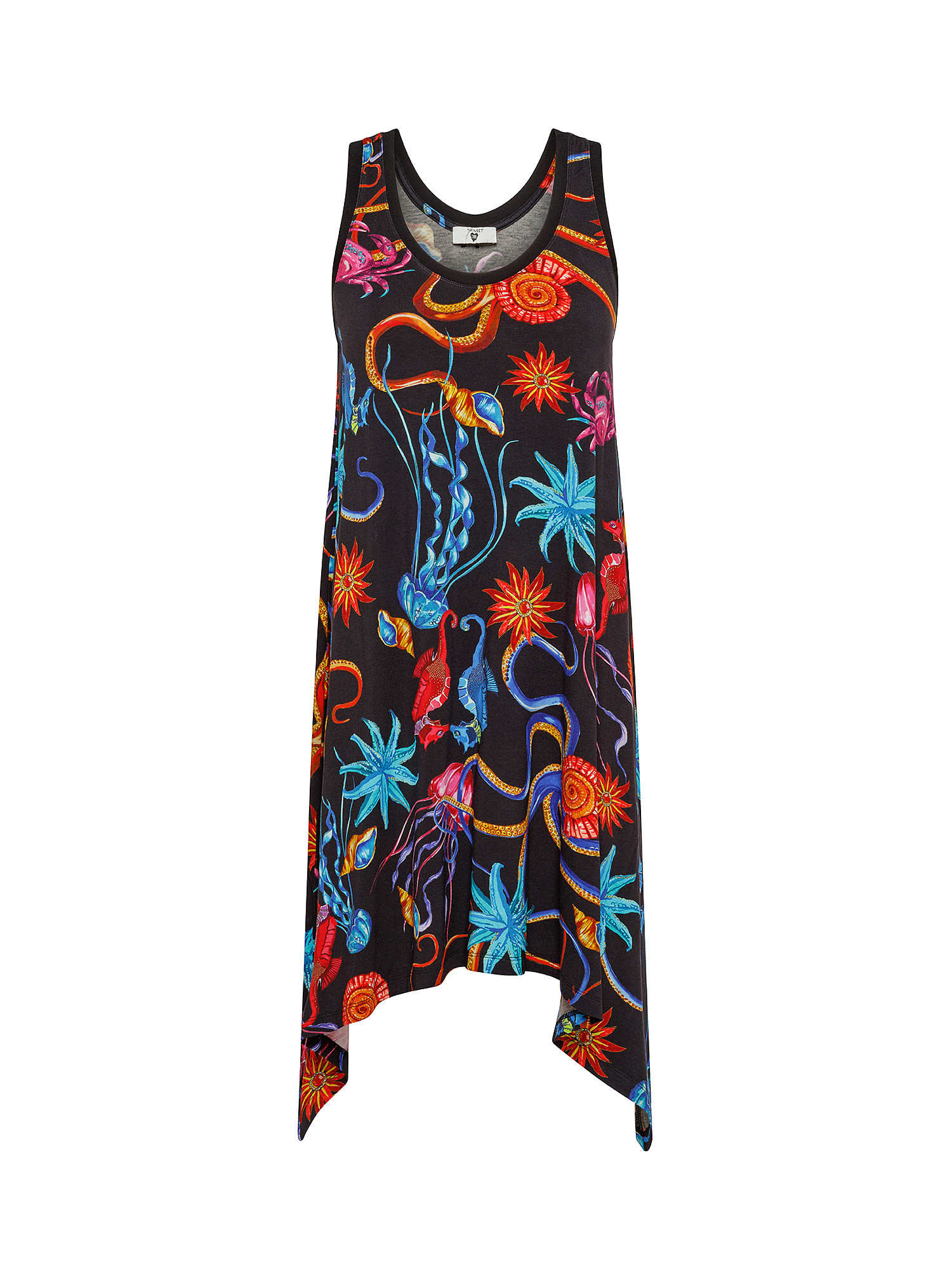 Maxi tank top in printed jersey, Black, large image number 0