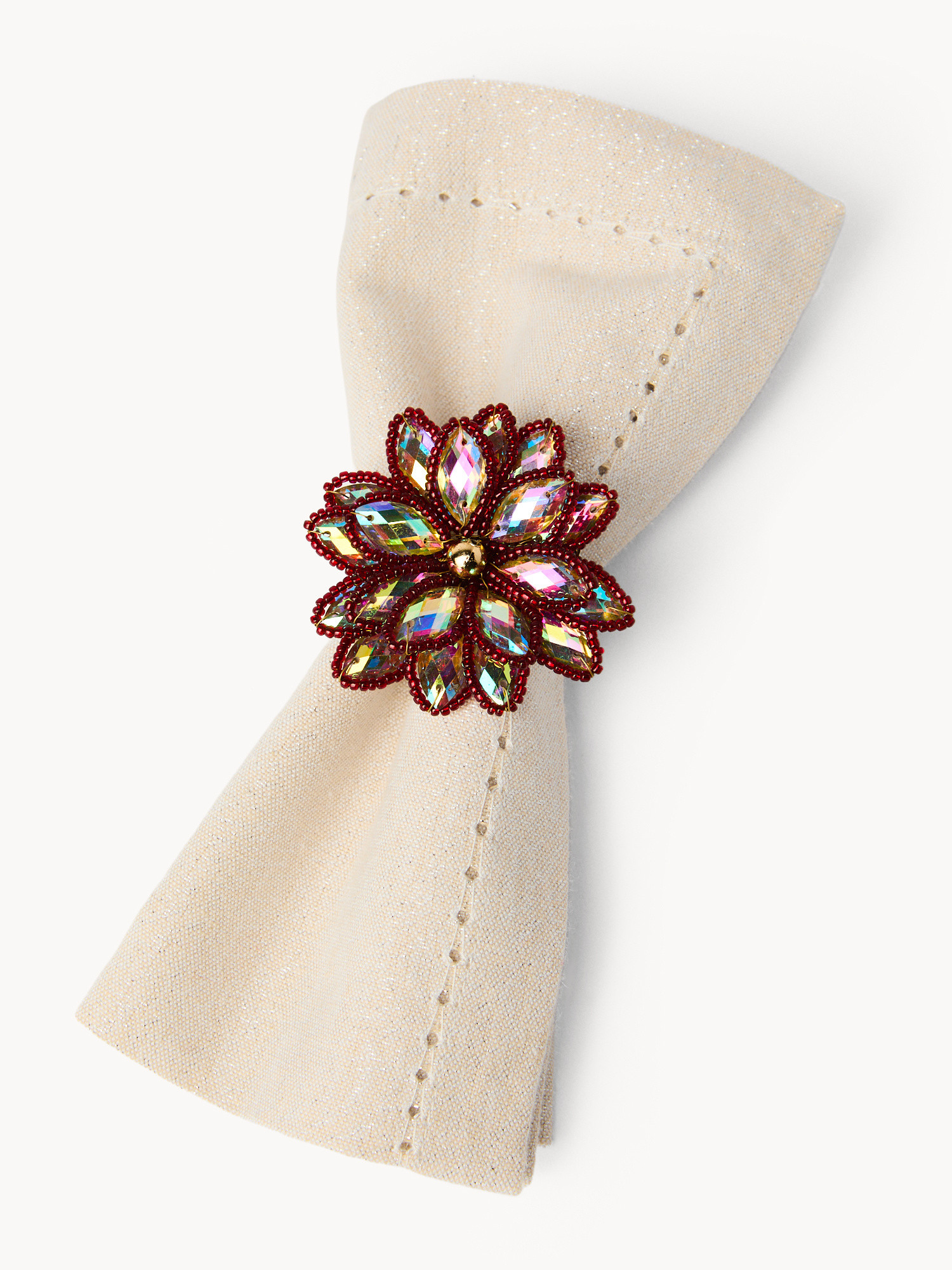 Flower-patterned napkin ring, Multicolor, large image number 1
