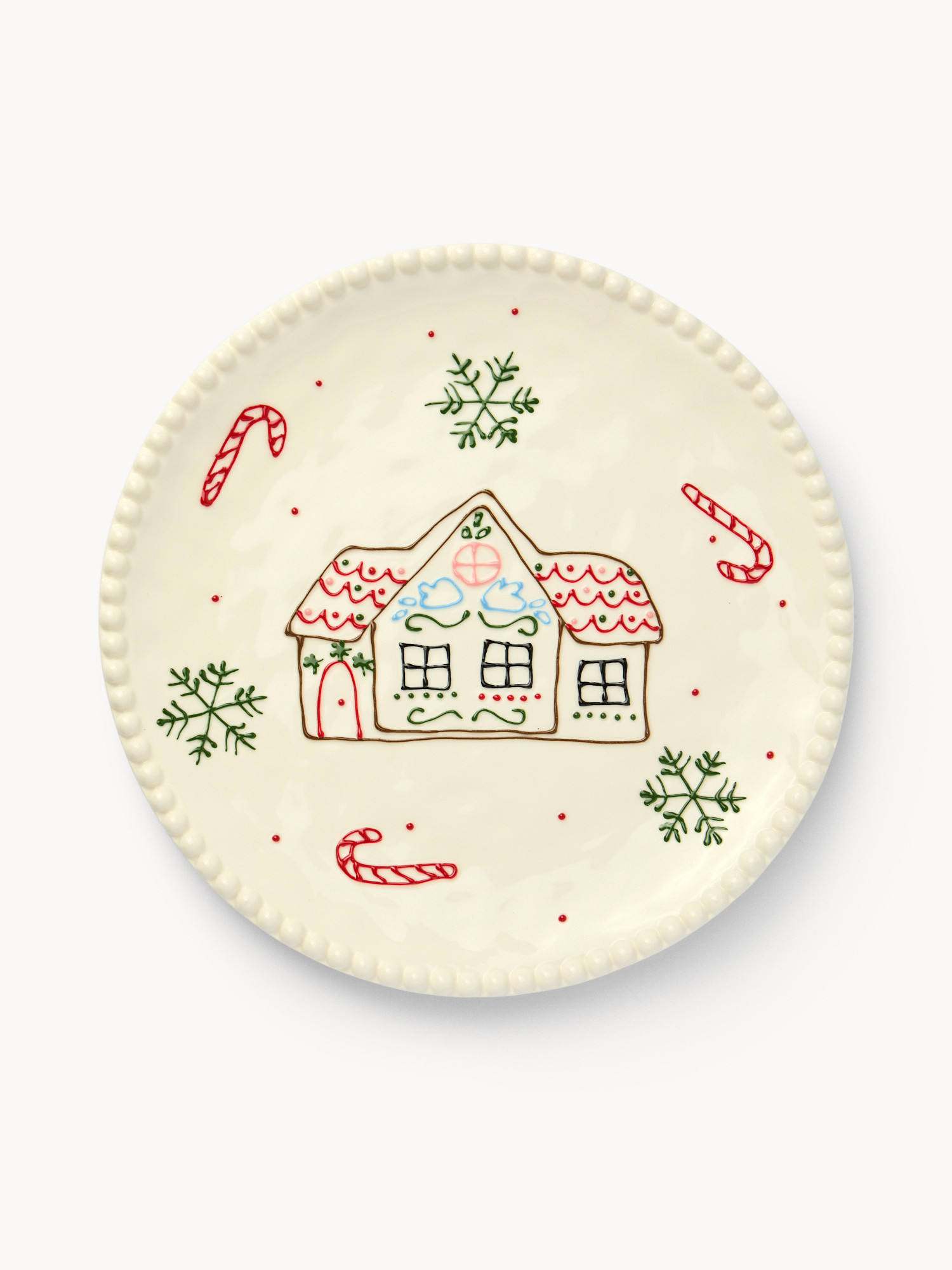 Porcelain Christmas village-shaped serving plate, White, large image number 0