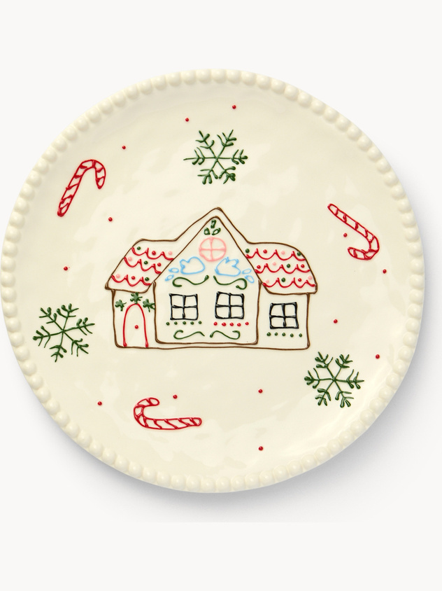 Porcelain Christmas village-shaped serving plate