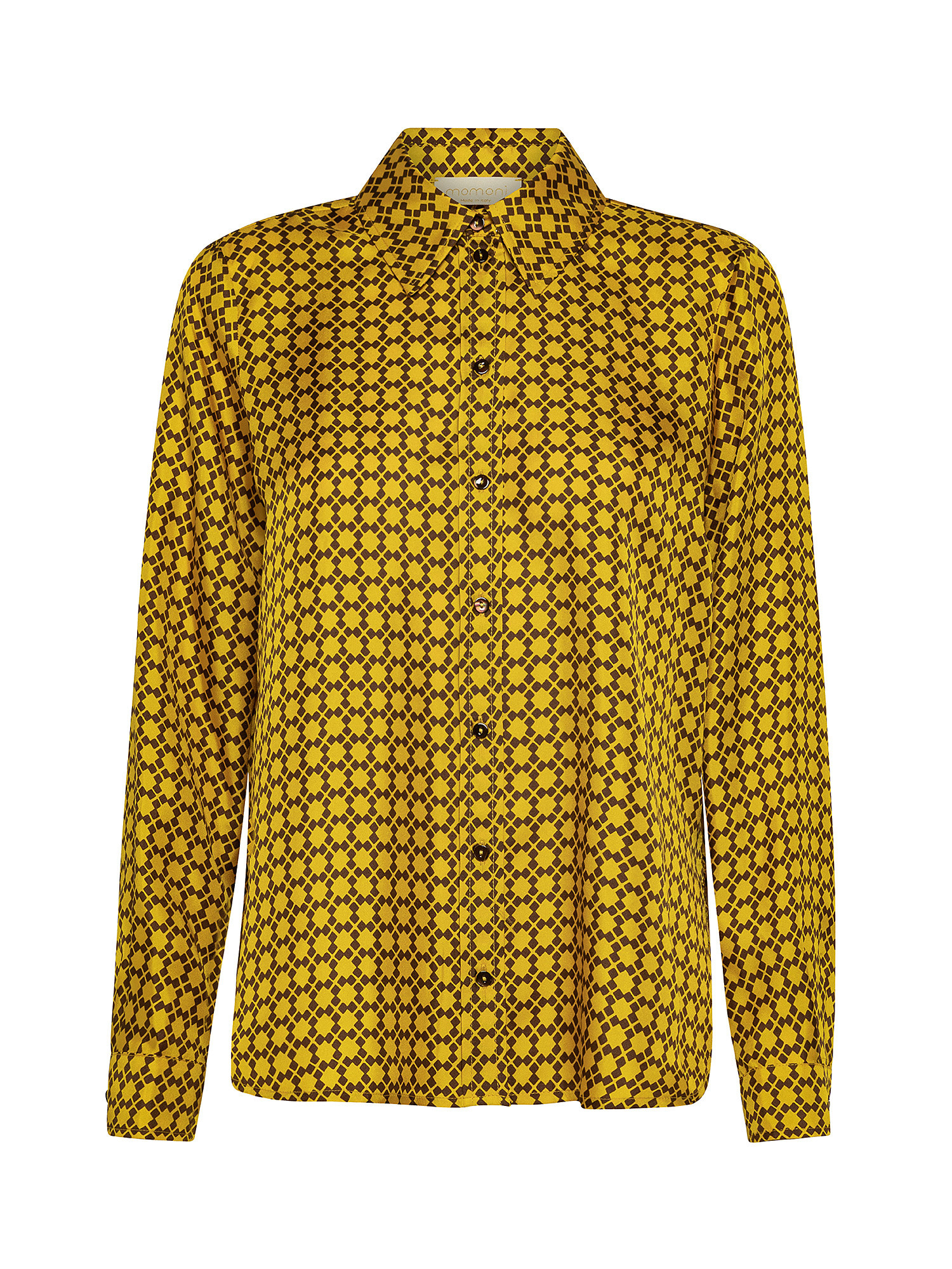 Camicia con stampa in twill di seta, Yellow, large image number 0