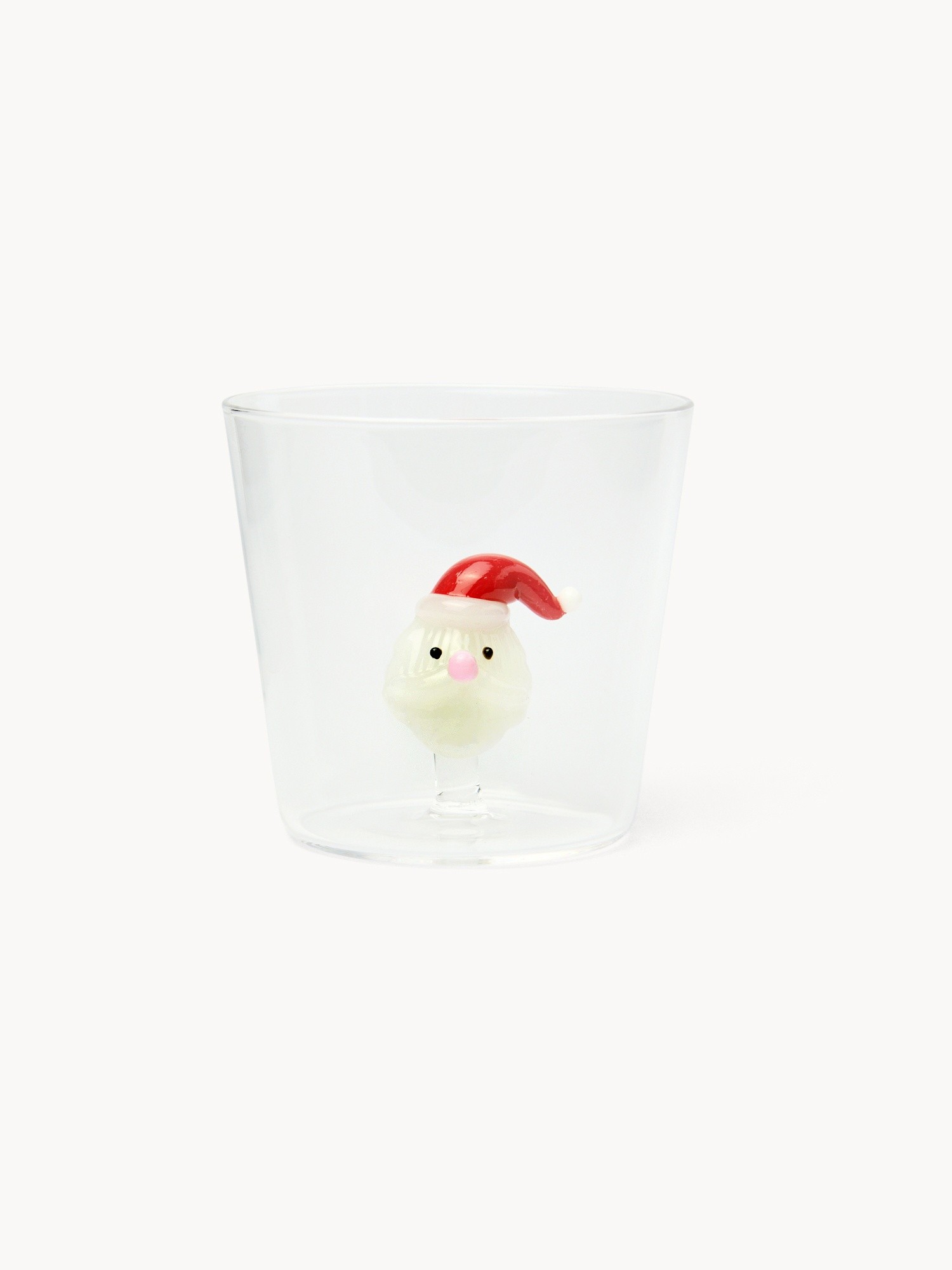 Bicchiere in vetro borosilicato dettaglio Babbo Natale, Trasparente, large image number 0