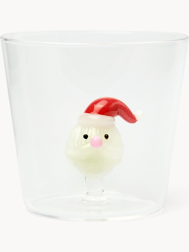 Bicchiere in vetro borosilicato dettaglio Babbo Natale